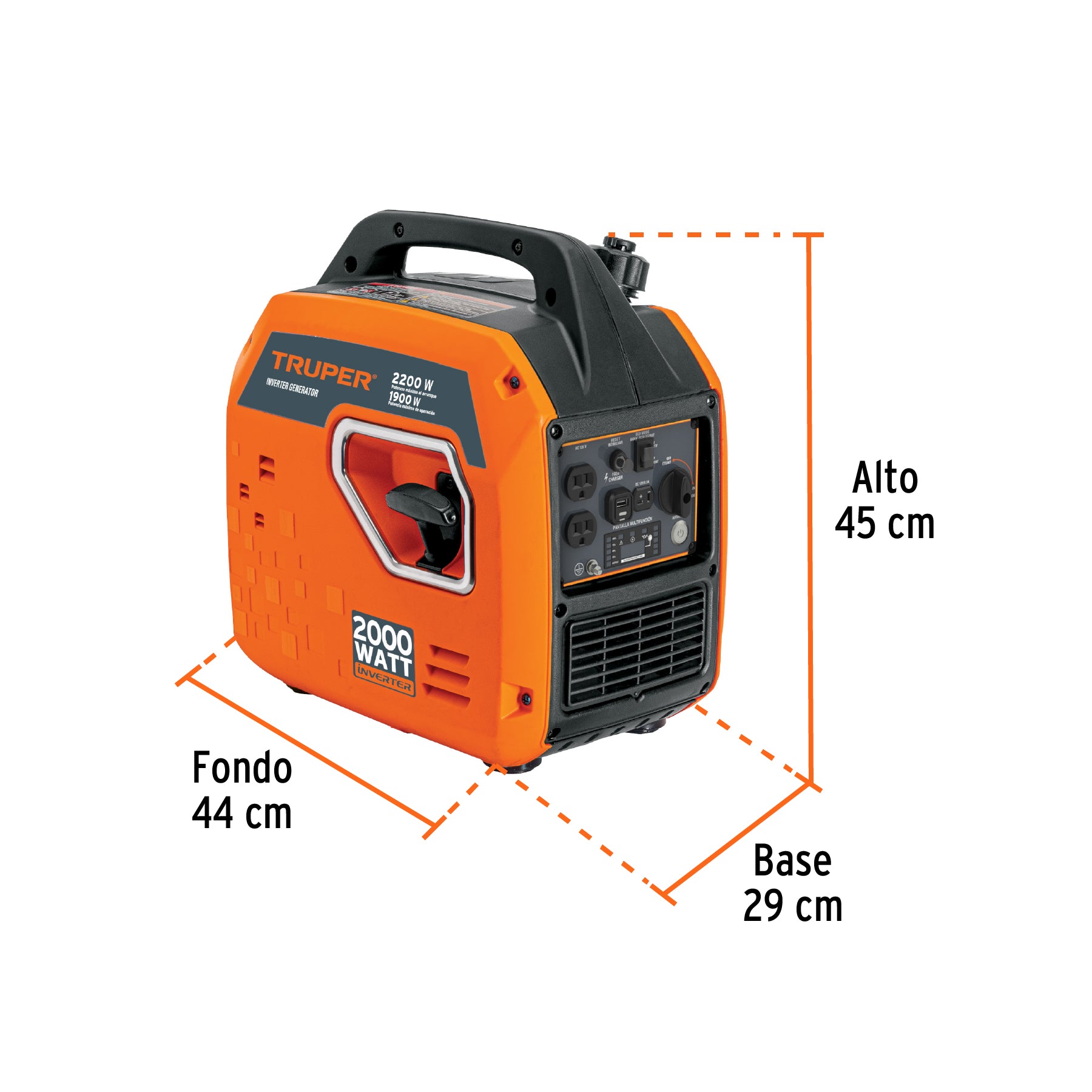 Generador silencioso inverter 2.2kW, 80 cc, enc. electrónico