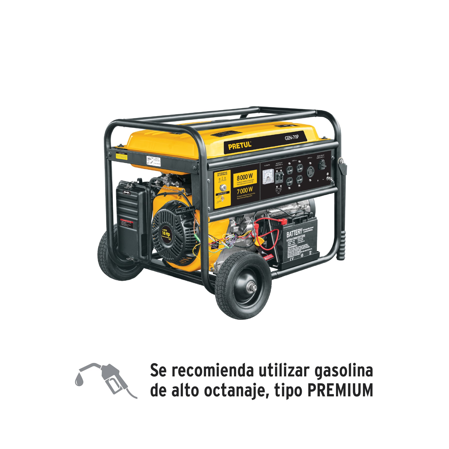 Generador portátil 7 kW motor a gasolina, Pretul