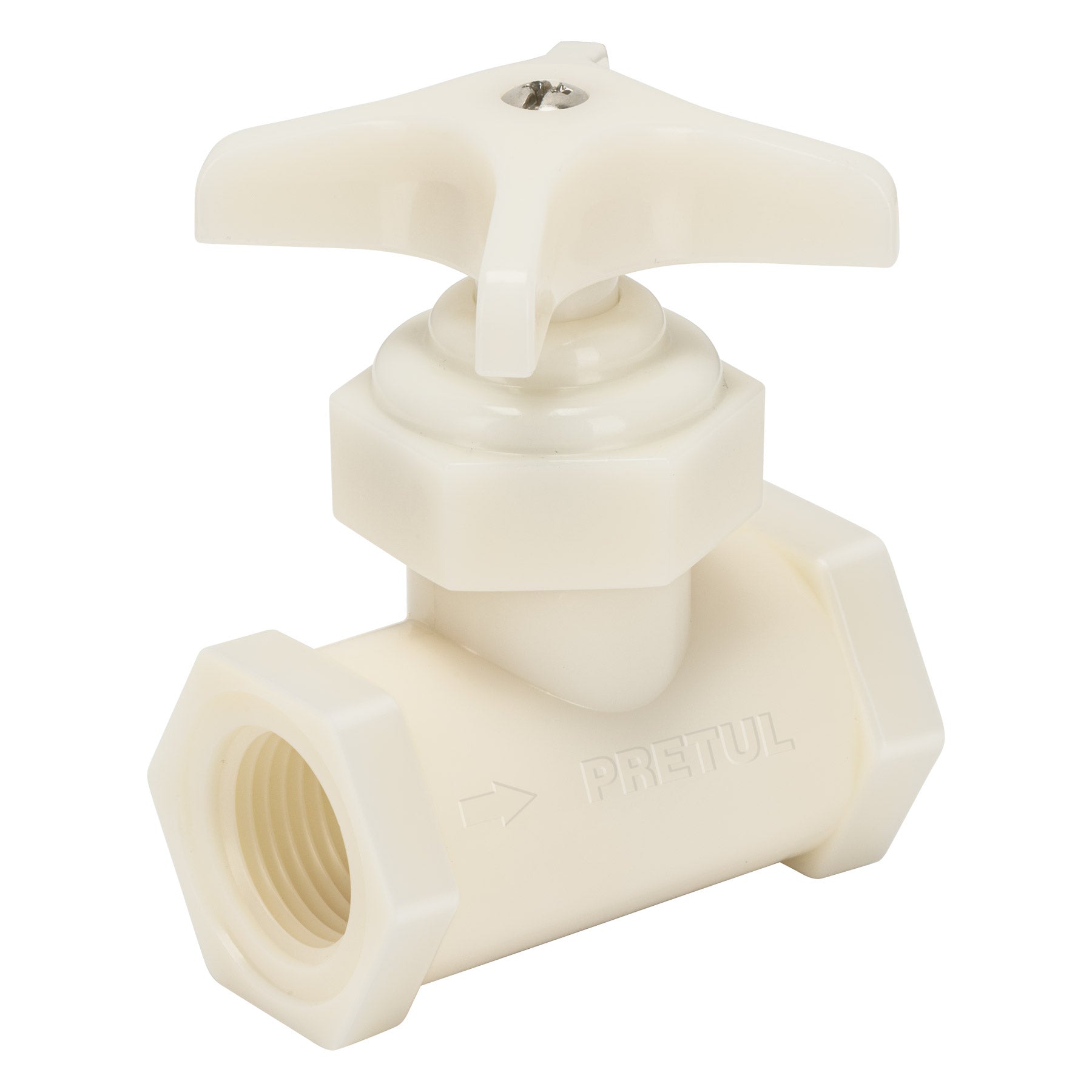 Válvula globo de ABS 1/2" roscable, Pretul