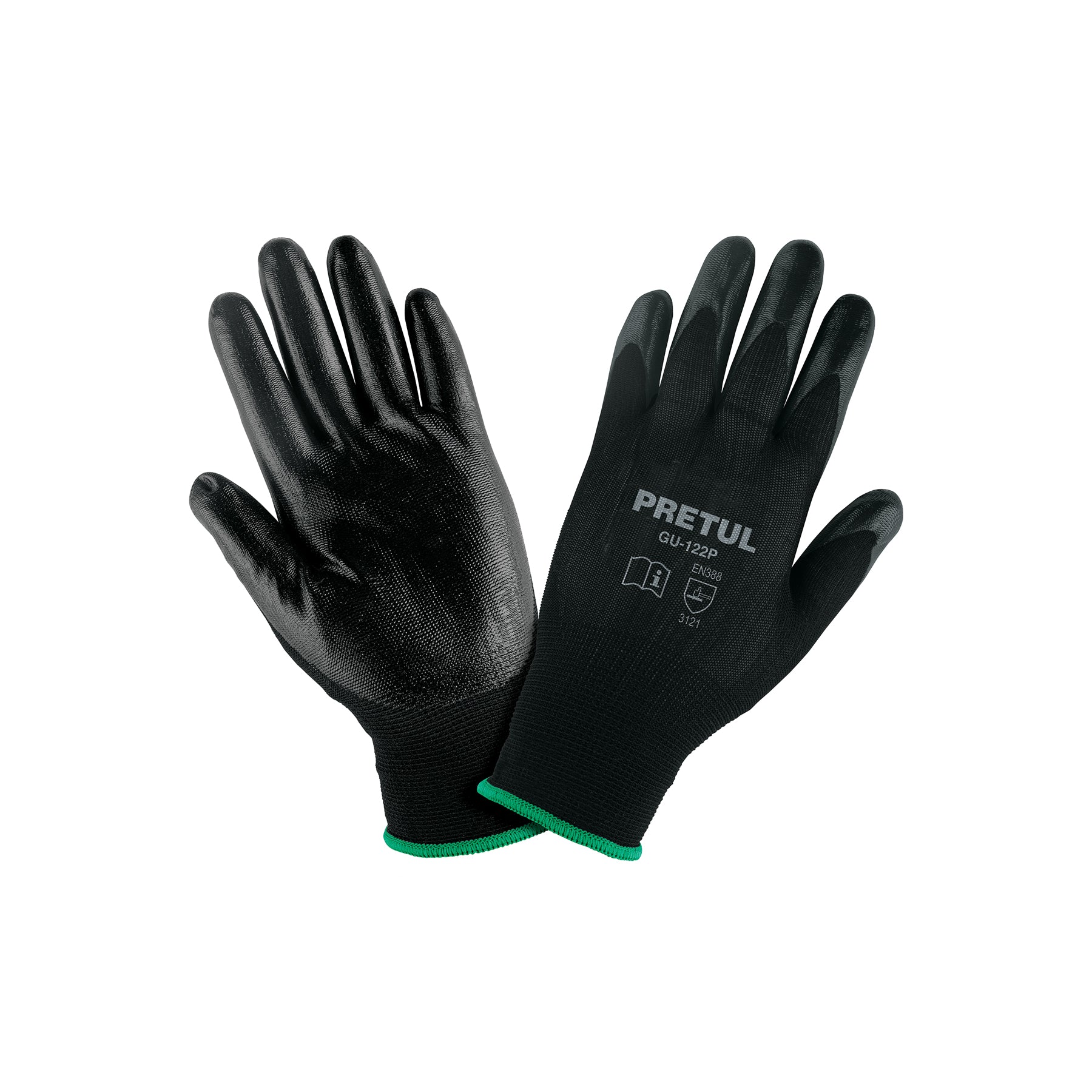 Guantes de nylon recubiertos de nitrilo, M, Pretul, GU-122P, 20027