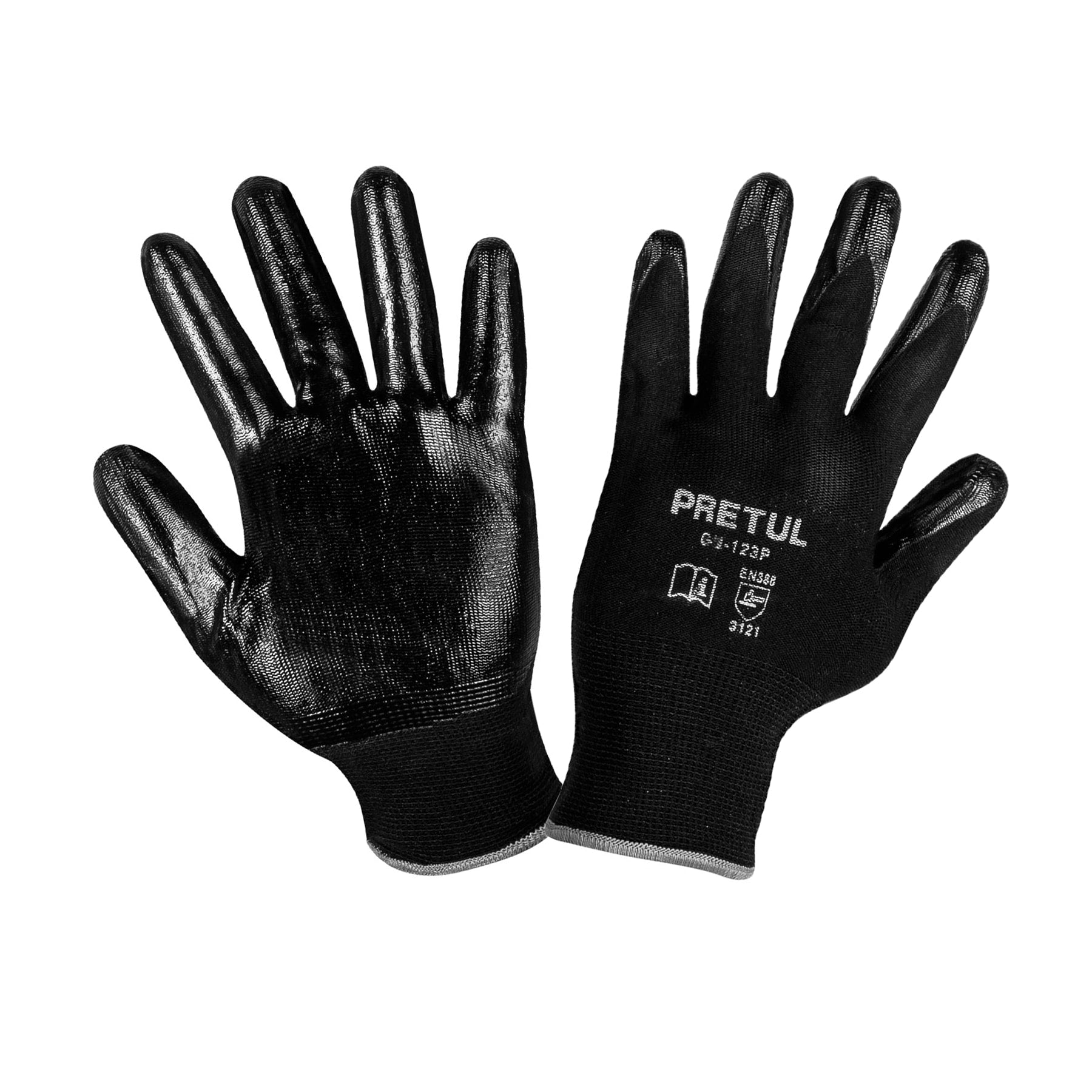 Guantes de nylon recubiertos de nitrilo, G, Pretul, GU-123P, 20028