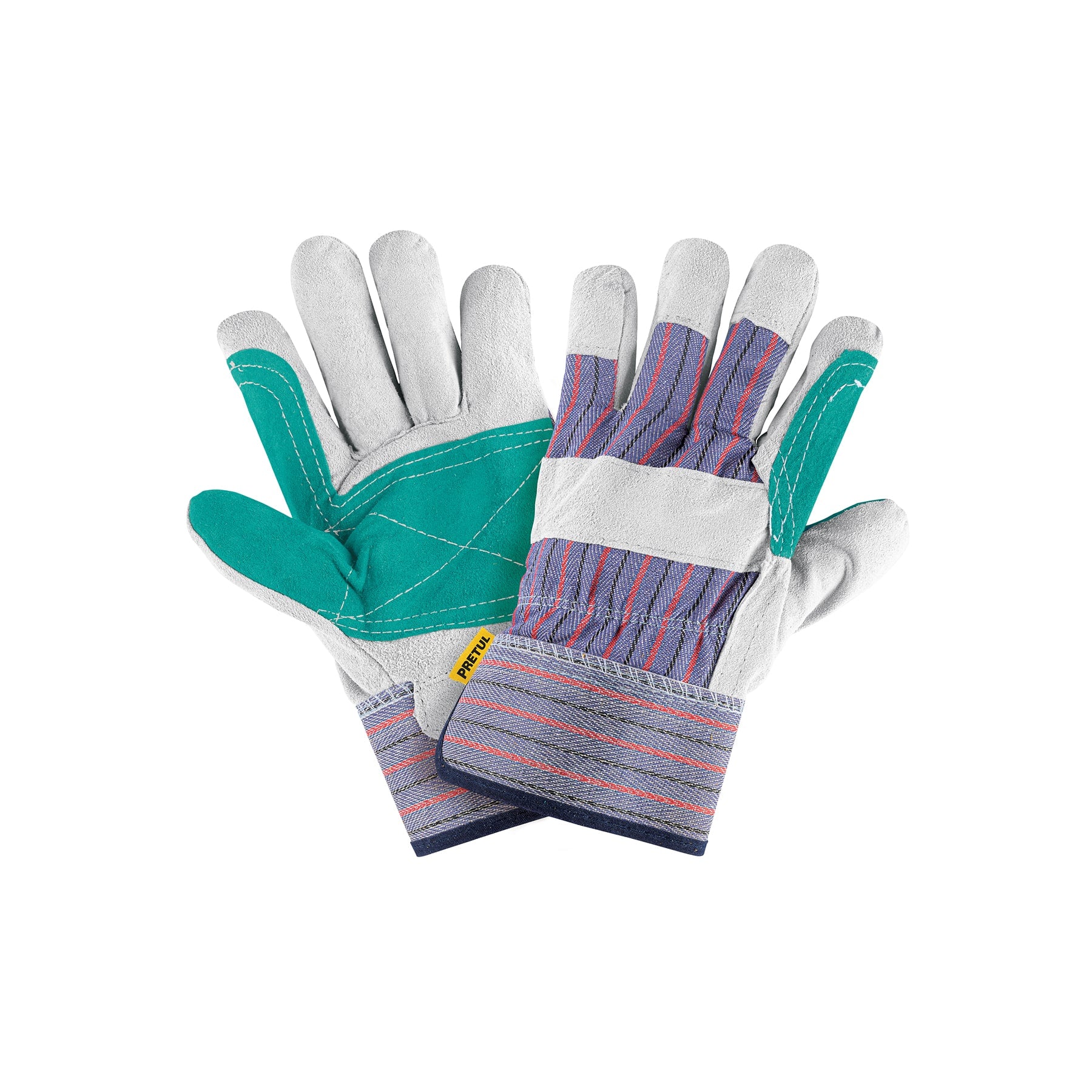 Guantes de carnaza y loneta con refuerzo, unitalla, Pretul, GU-215P, 29977