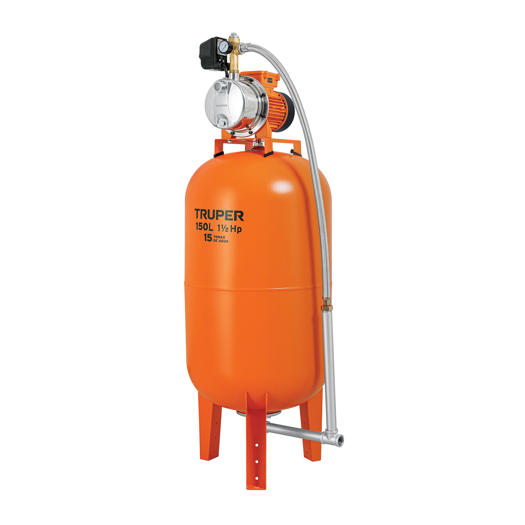 Equipo hidroneumático 150L, bomba Jet inoxidable 1-1/2 HP, Truper