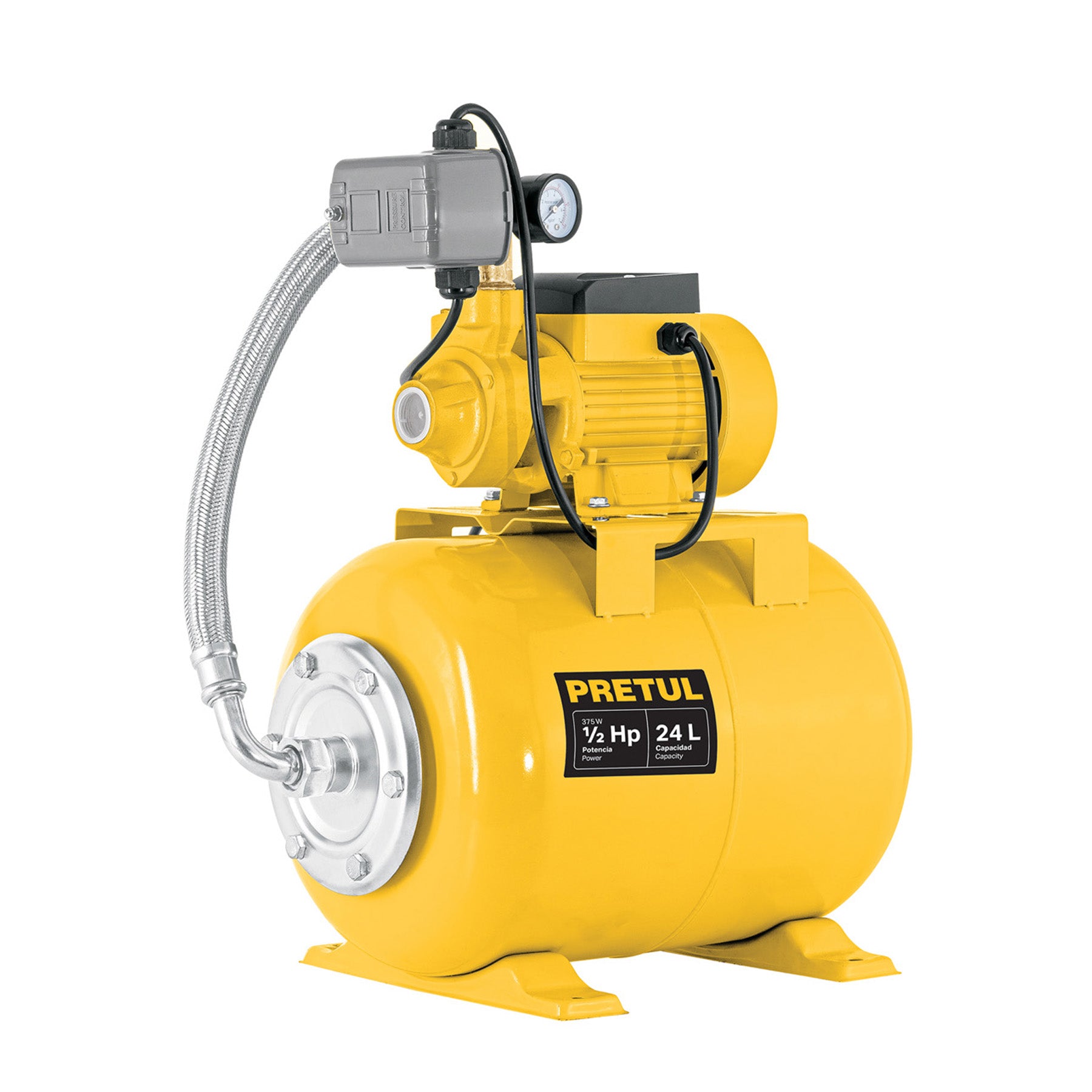 Equipo hidroneumático 24L, bomba periférica 1/2 HP, Pretul