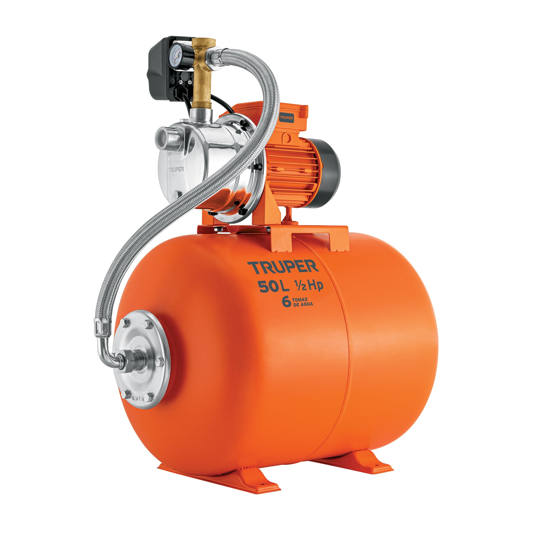 Equipo hidroneumático 50L, bomba Jet inoxidable 1/2 HP, Truper