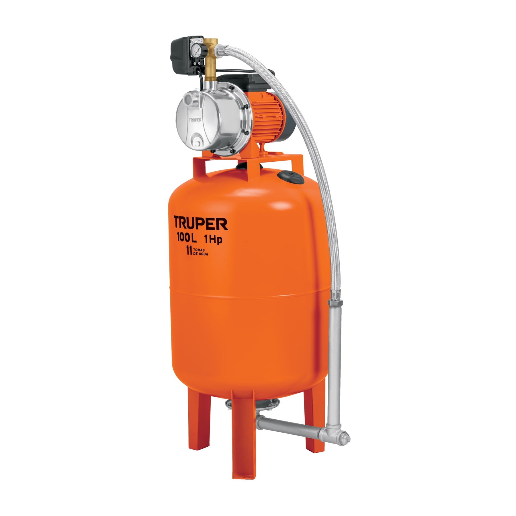 Equipo hidroneumático 100L, bomba Jet inoxidable 1 HP, Truper