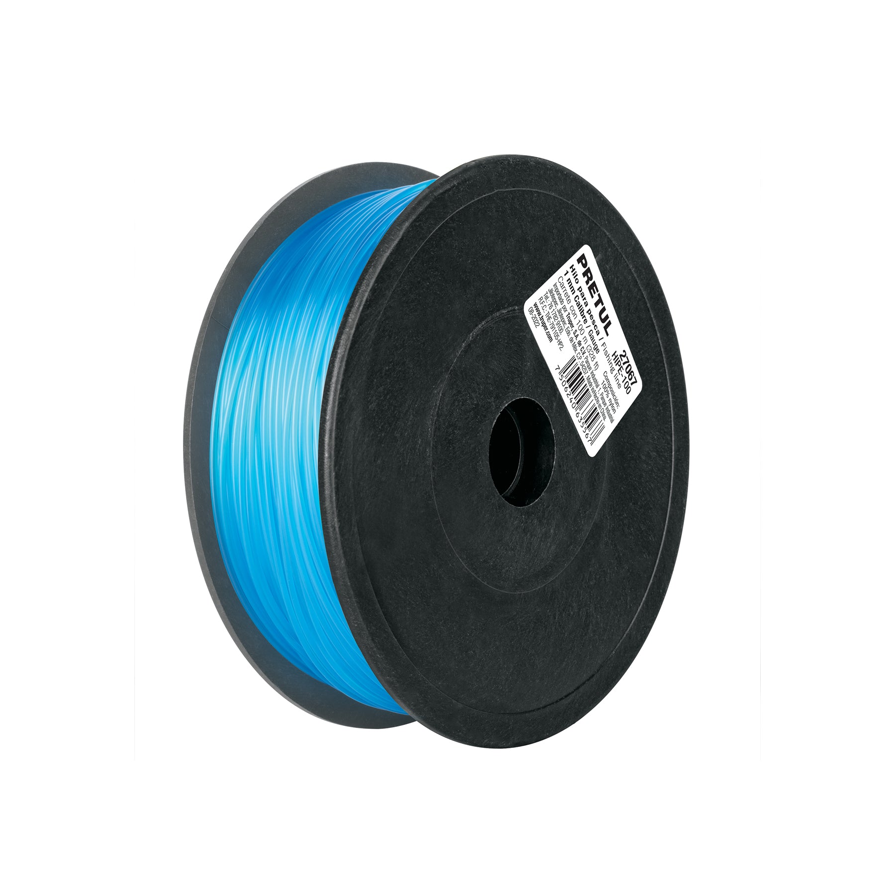 Carrete con 100 m de hilo para pesca azul calibre 1.00 mm, Pretul, HIPE-100, 27067