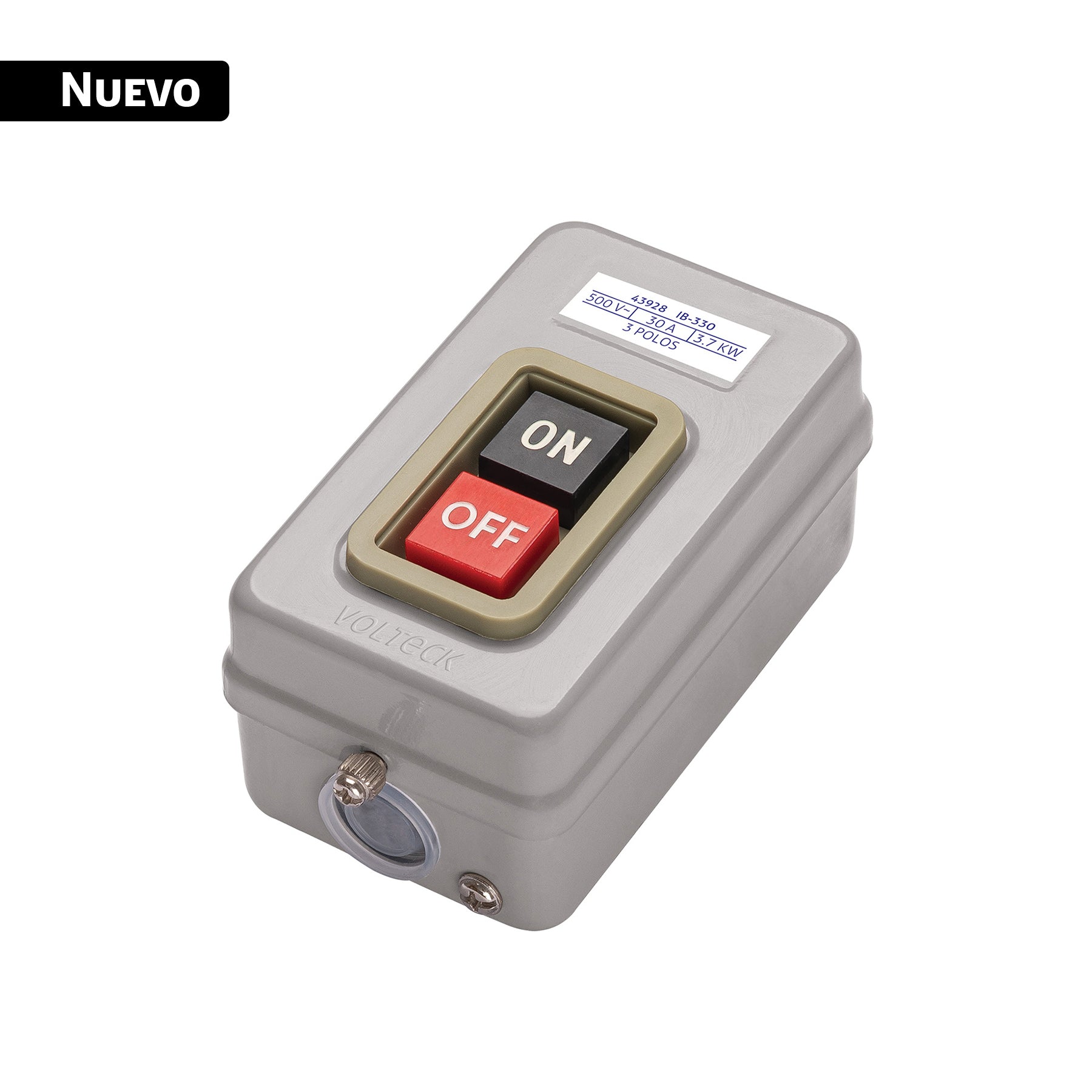 Interruptor de arranque tipo botonera 30A, metálico, Volteck, IB-330, 43928