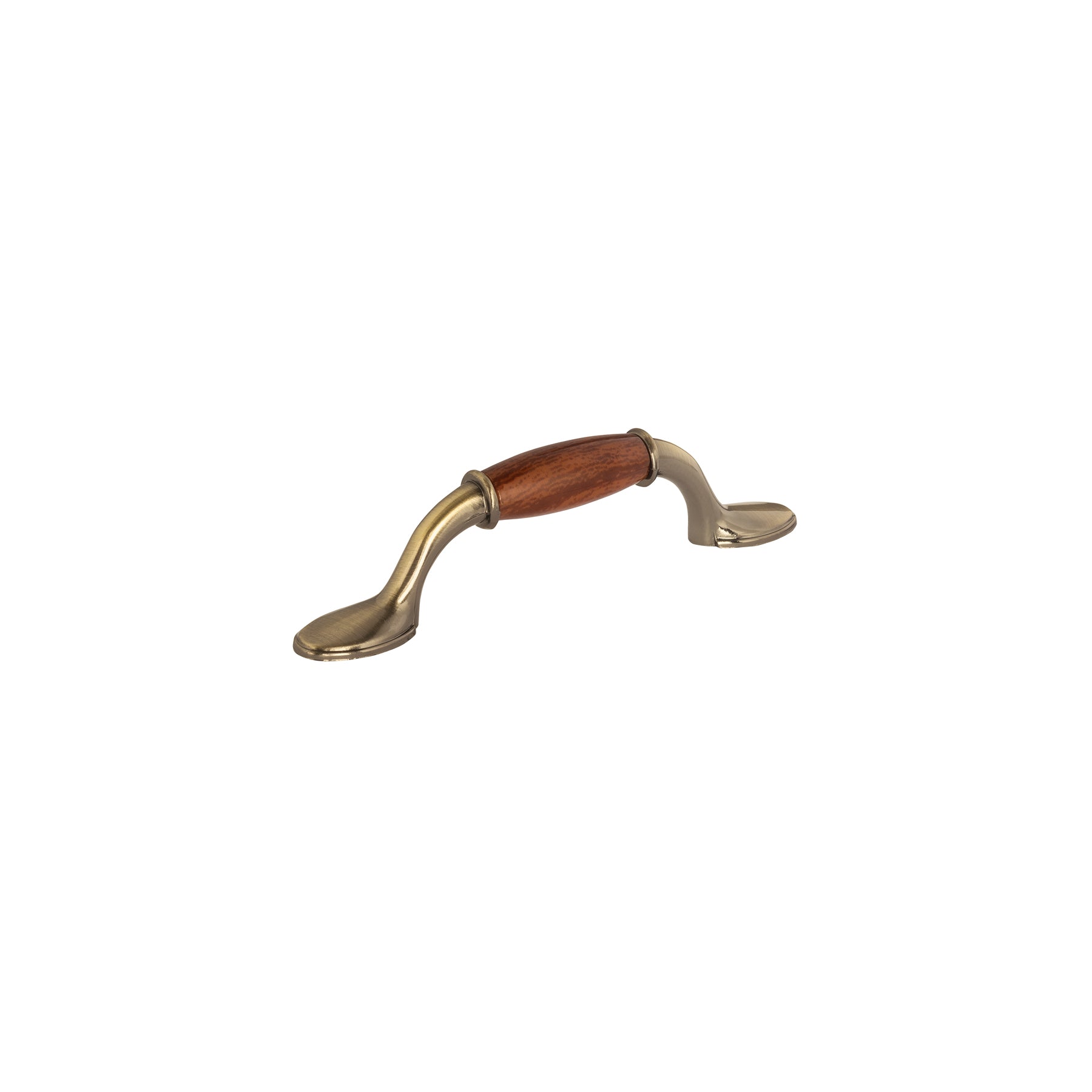 Jaladera metálica de 76mm latón antiguo, inserto tipo madera, Hermex, JAL-0631, 43831