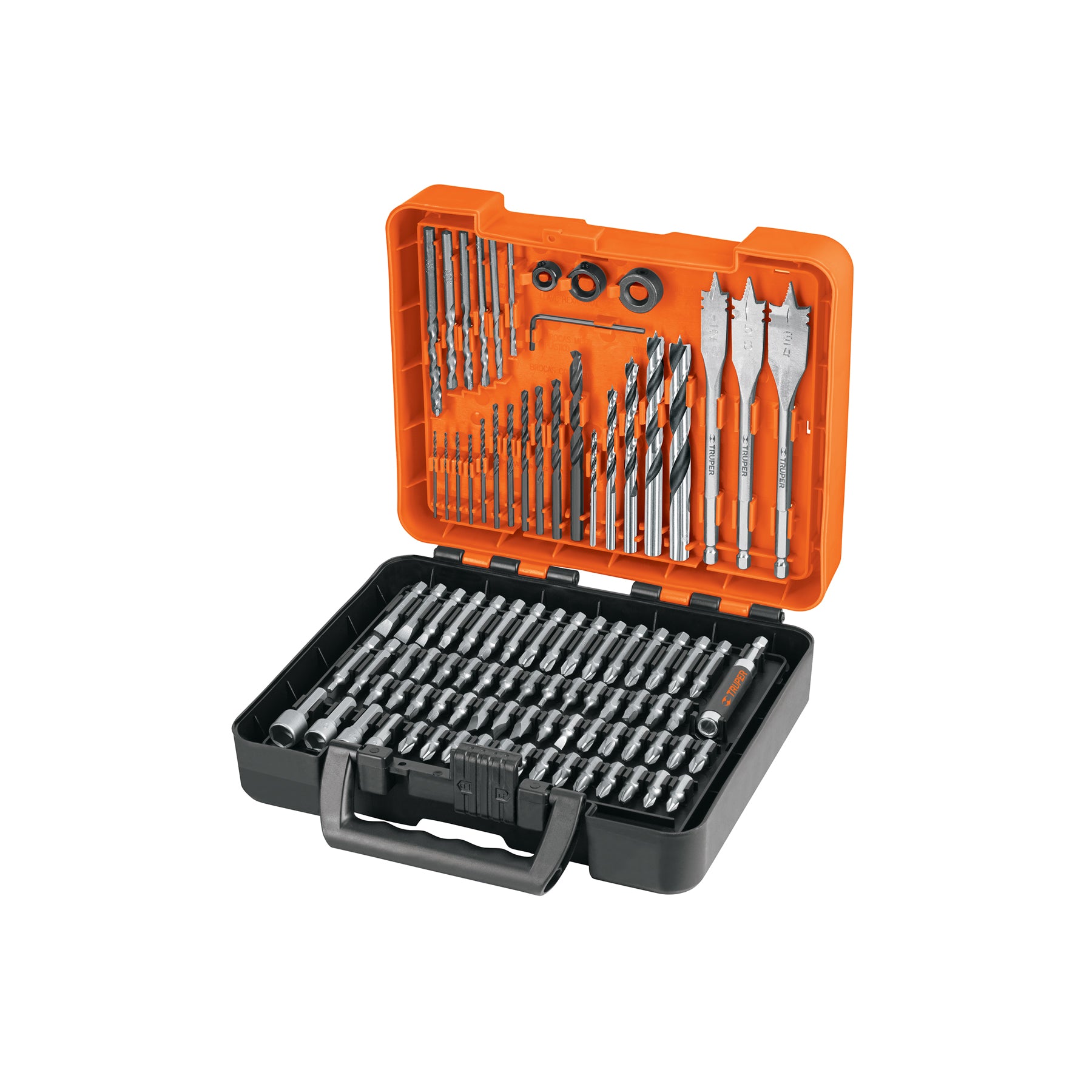 Juego de 100 brocas y puntas en estuche plástico, Truper