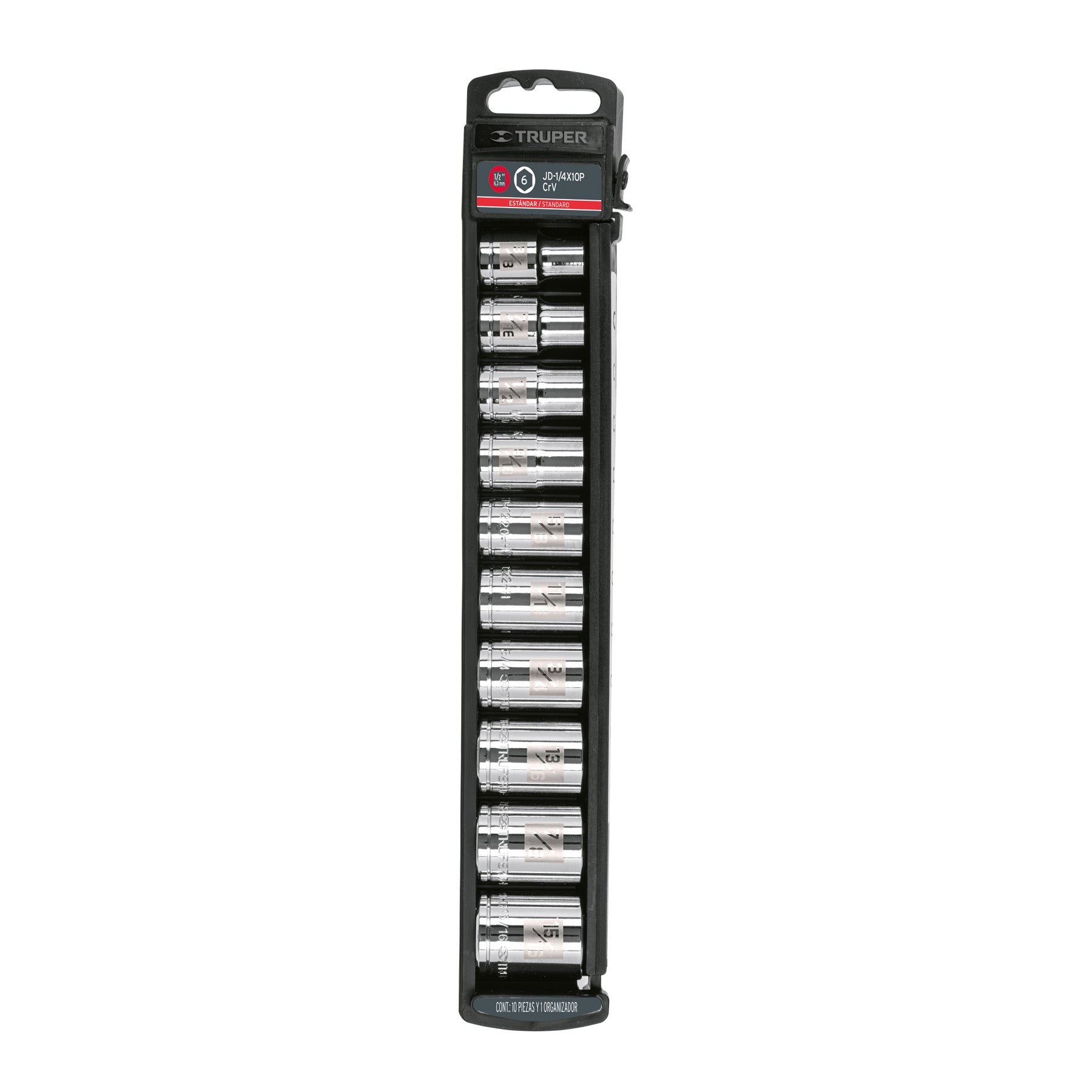 Juego de 10 dados cuadro 1/2" estándar, Truper