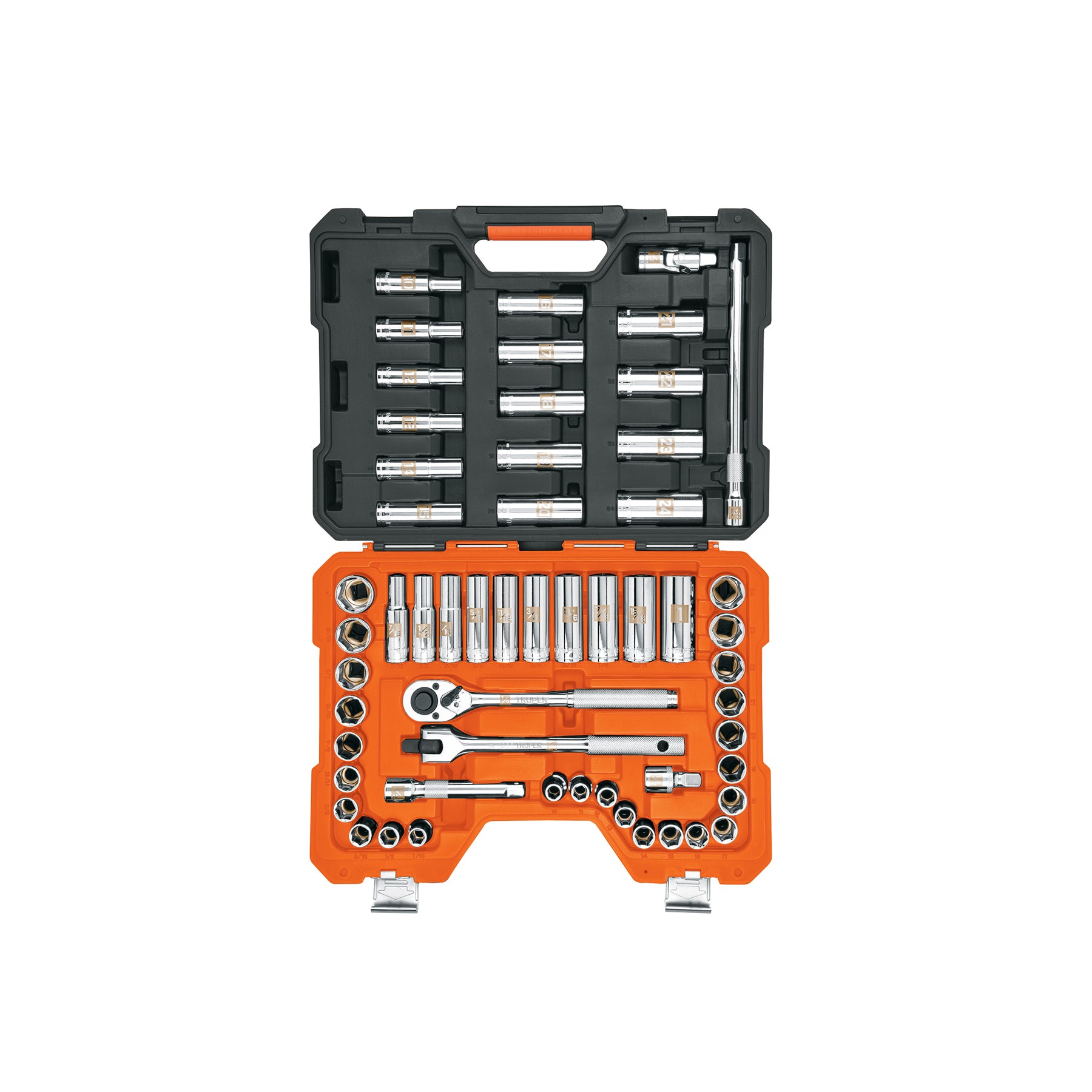 Juego de 56 herramientas cuadro 1/2" std y mm para mecánico, Truper, JD-1/2X56MP, 102261