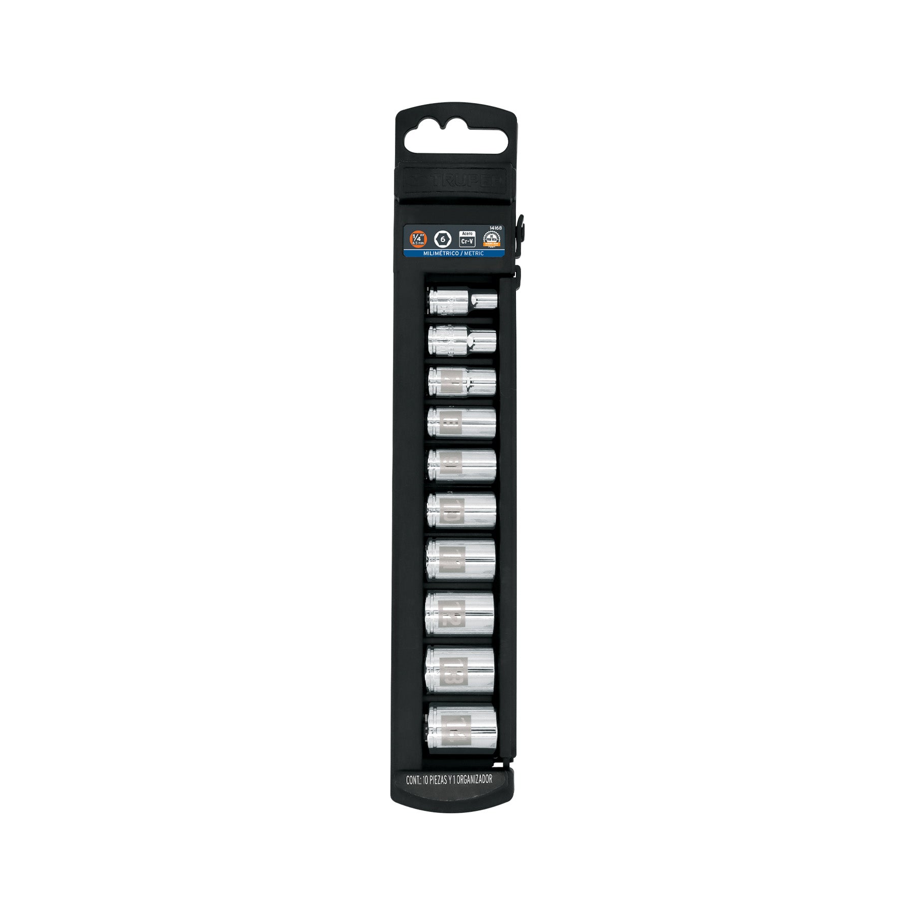 Juego de 10 dados cuadro 1/4" mm, Truper