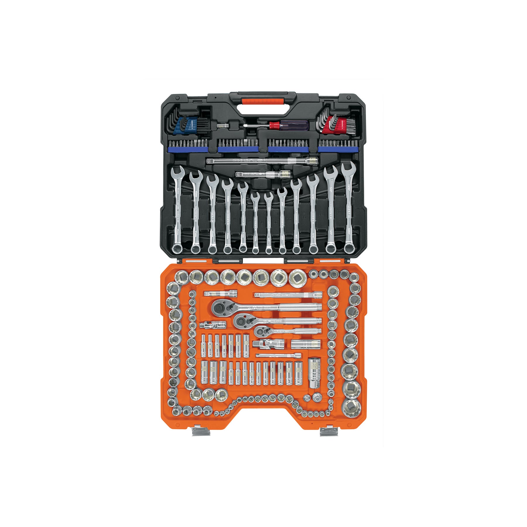 Juego 199 herramientas 1/4", 3/8" y 1/2" estándar y mm para mecánico