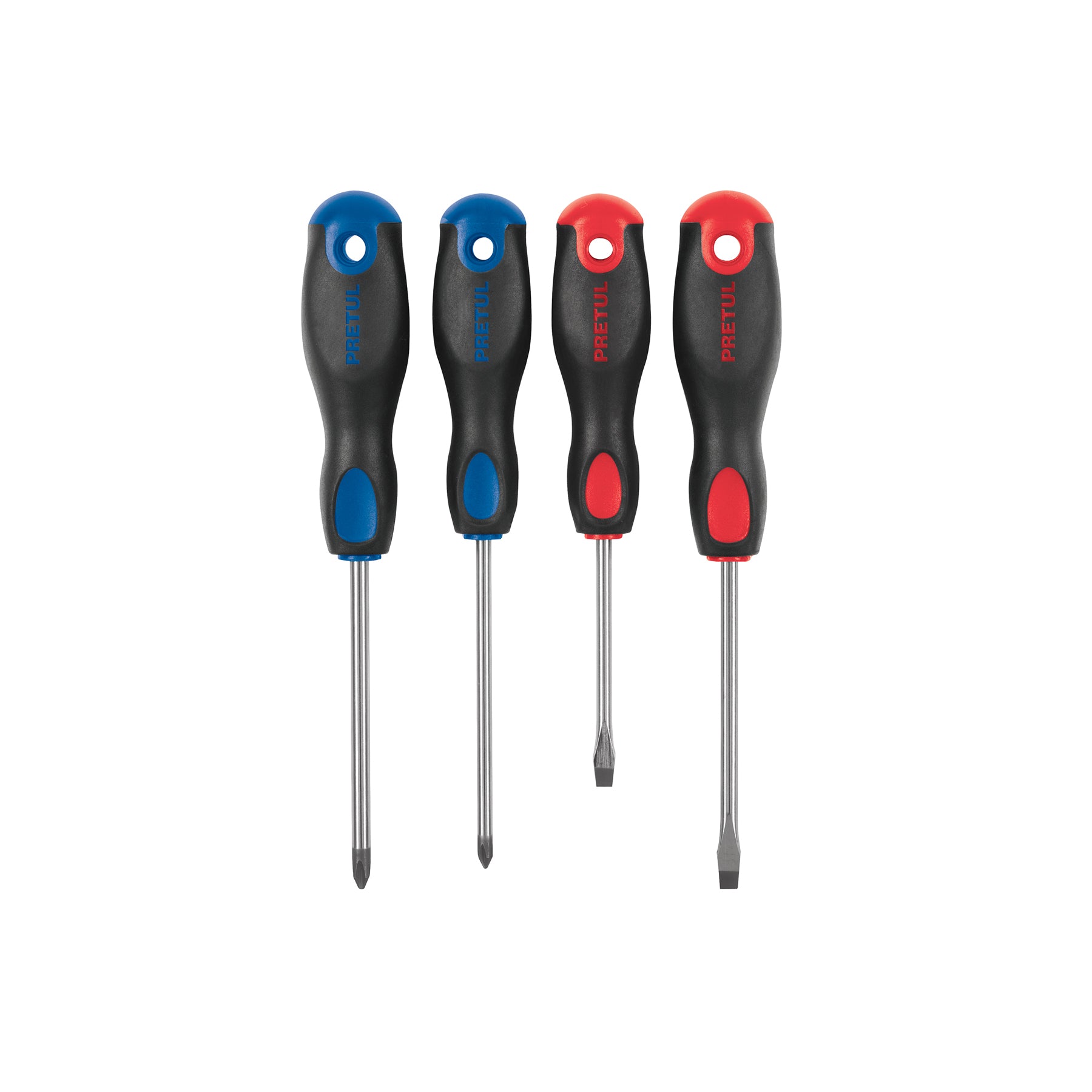 Juego de 4 desarmadores mango Comfort Grip, Pretul, JD-4BP, 20218