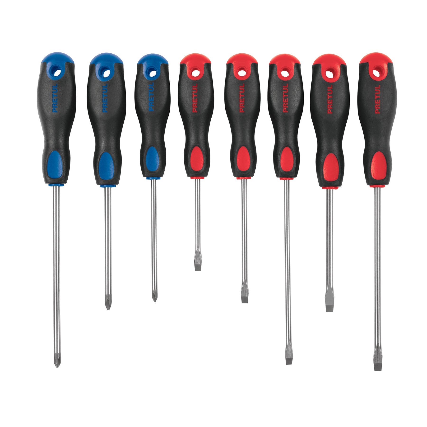 Juego de 8 desarmadores mango Comfort Grip, Pretul, JD-8BP, 20219