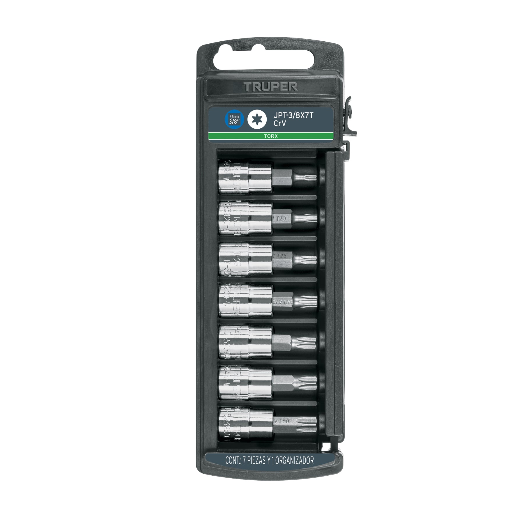 Juego de 7 dados cuadro 3/8" punta torx, Truper