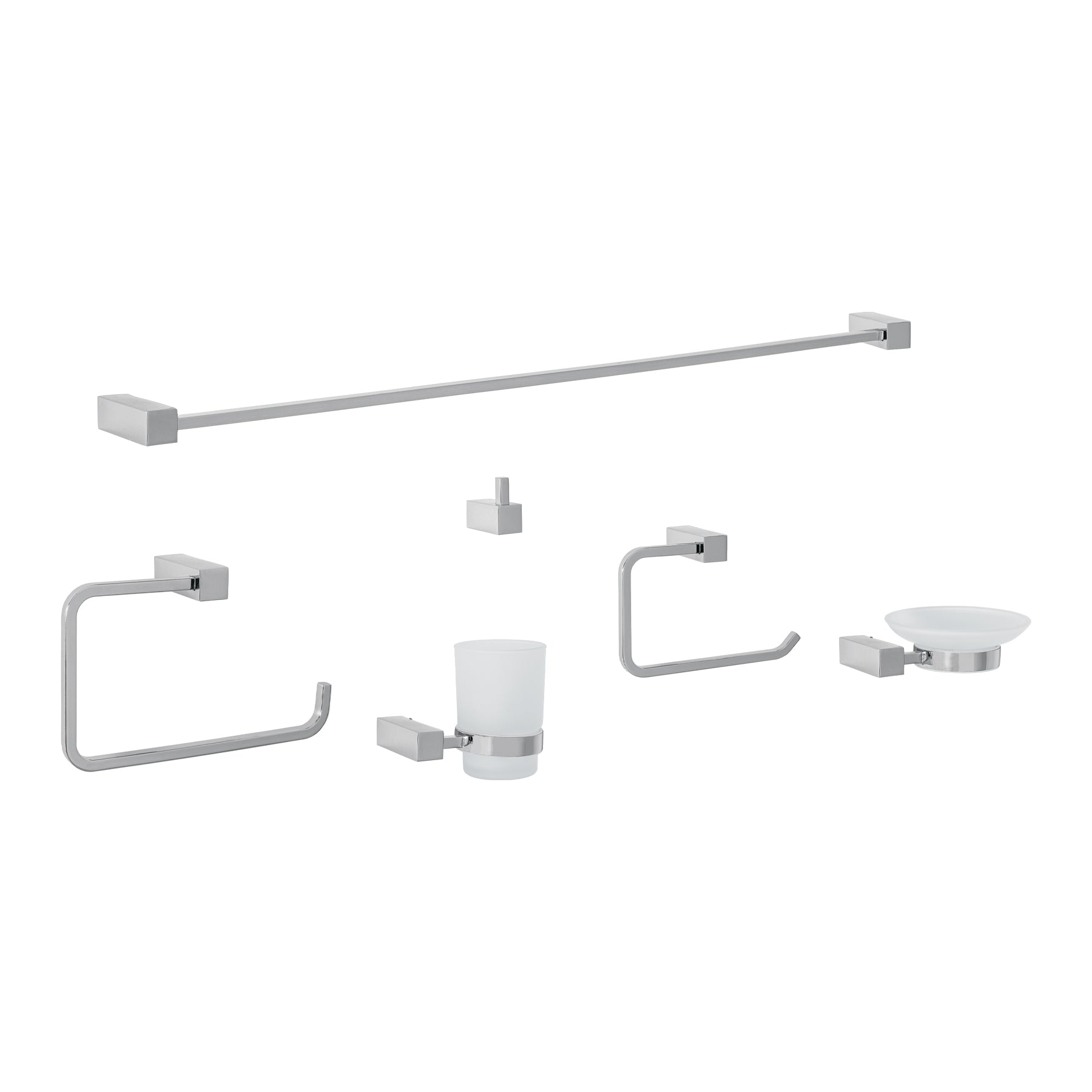 Juego de 6 accesorios para baño, cromo KUBO, Foset, KUA-7000, 44319