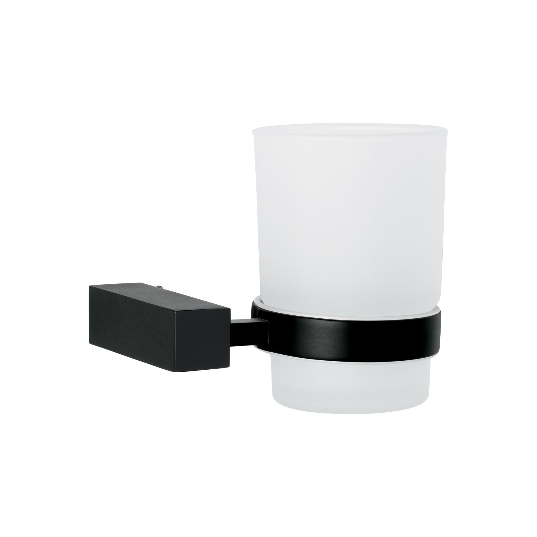 Portavaso cepillero con vaso de vidrio, negro KUBO, Foset, KUA-71M, 44410