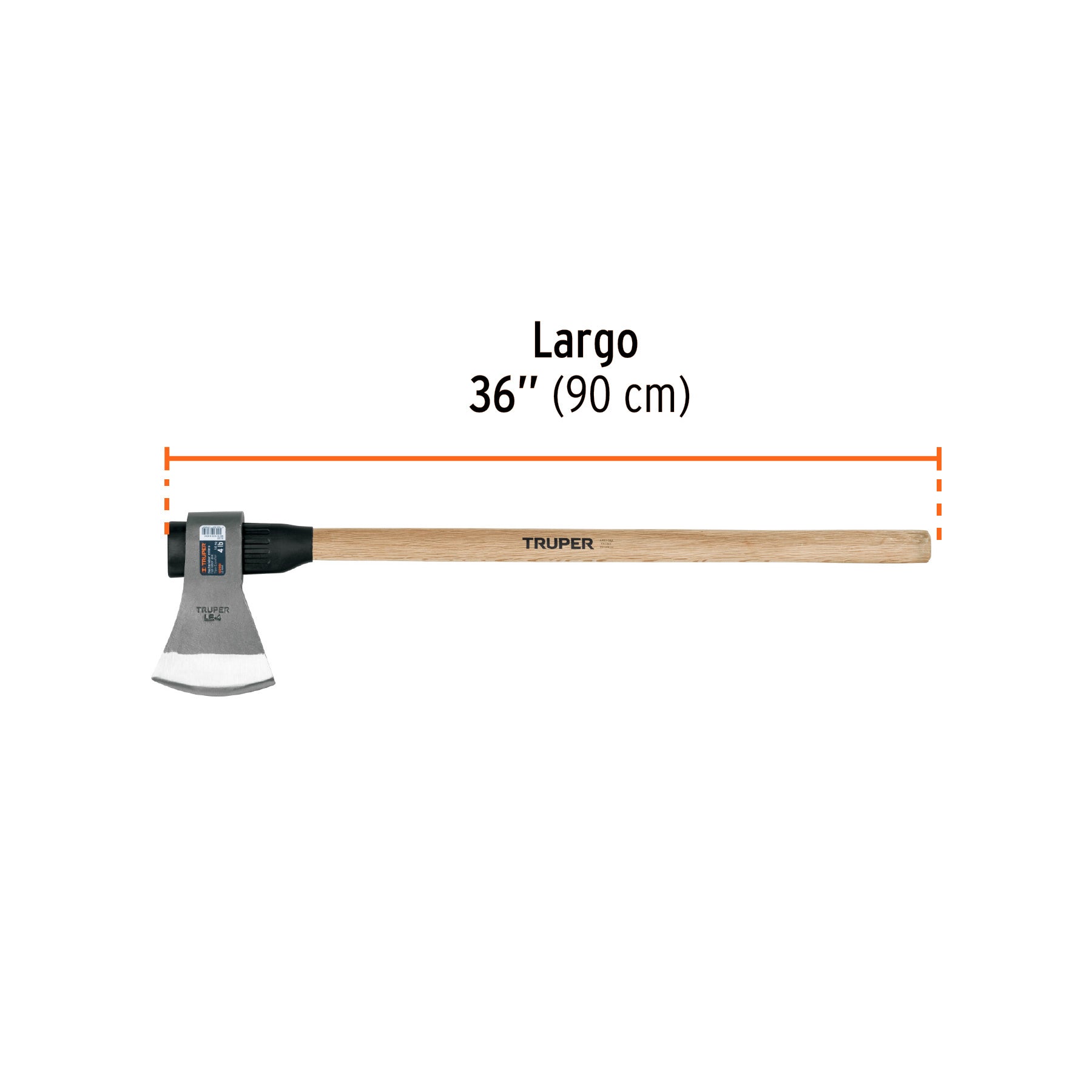 Hacha labor entera 4 lb, mango de madera 36", TRUPER