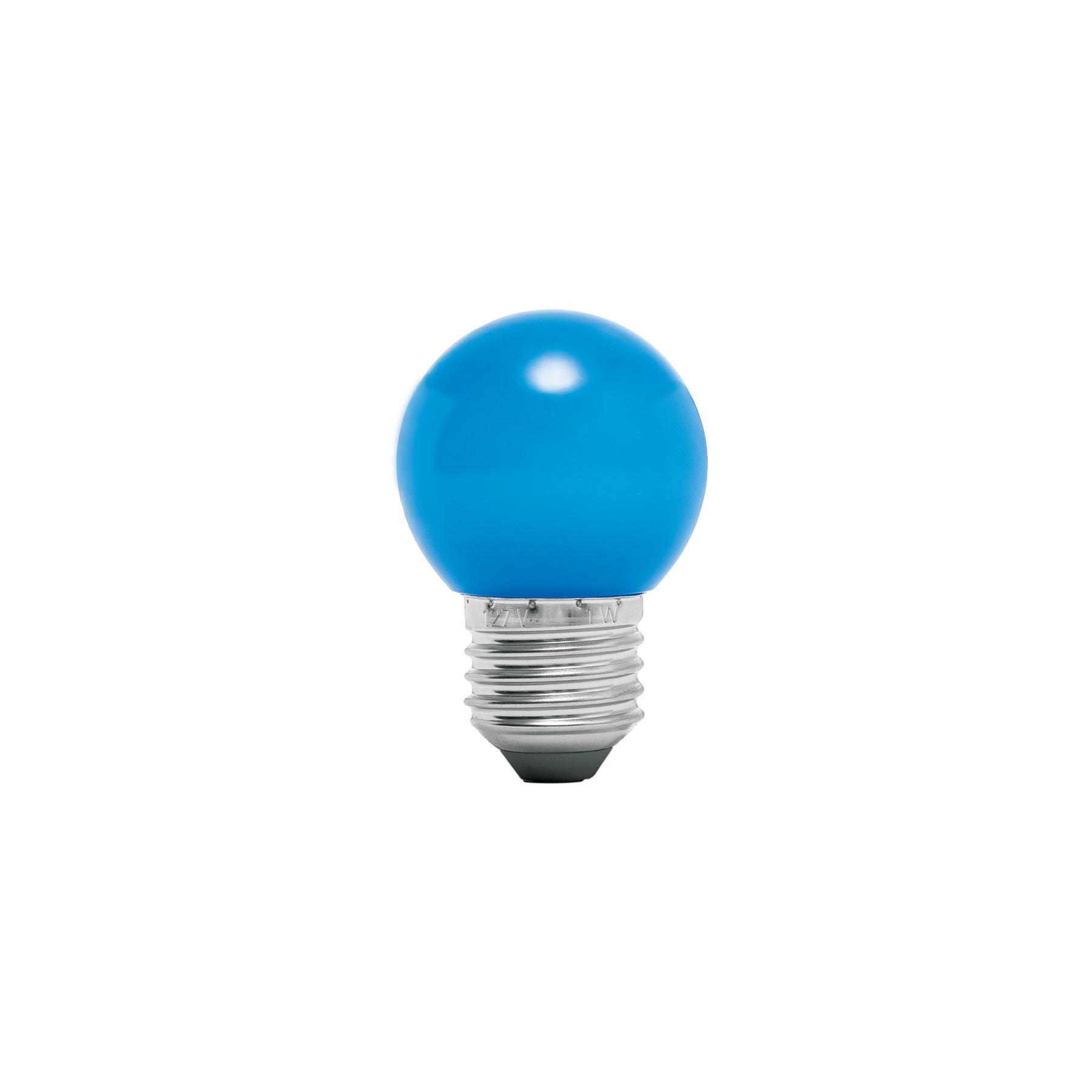 Foco LED 1 W, tipo globo G45, color azul, E26, Volteck, LED-1AZ, 46026
