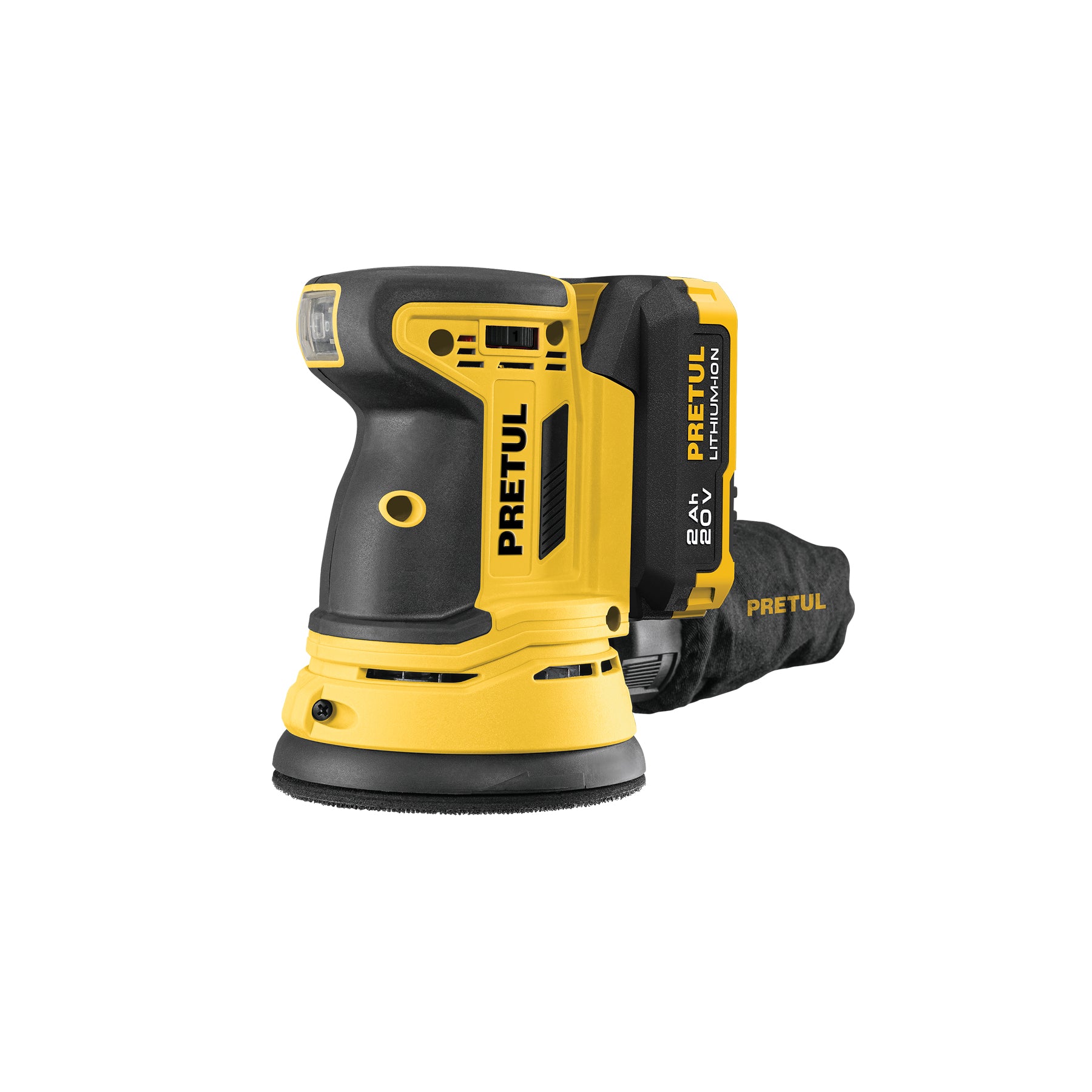 Lijadora roto-orbital inalámbrica 5", 20V, 1 batería 2Ah, Pretul
