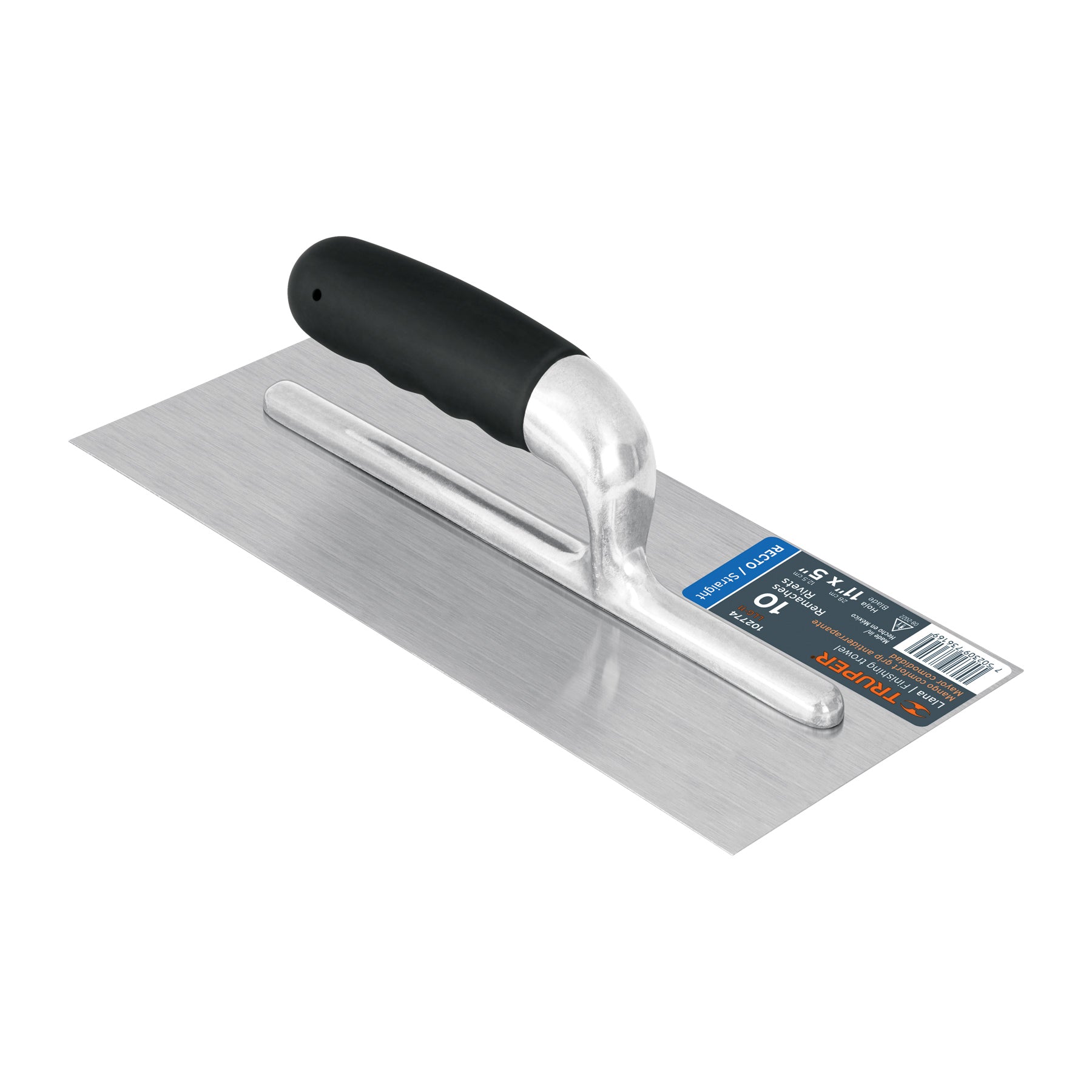 Llana 11" canto recto, 10 remaches, mango comfort grip, Truper