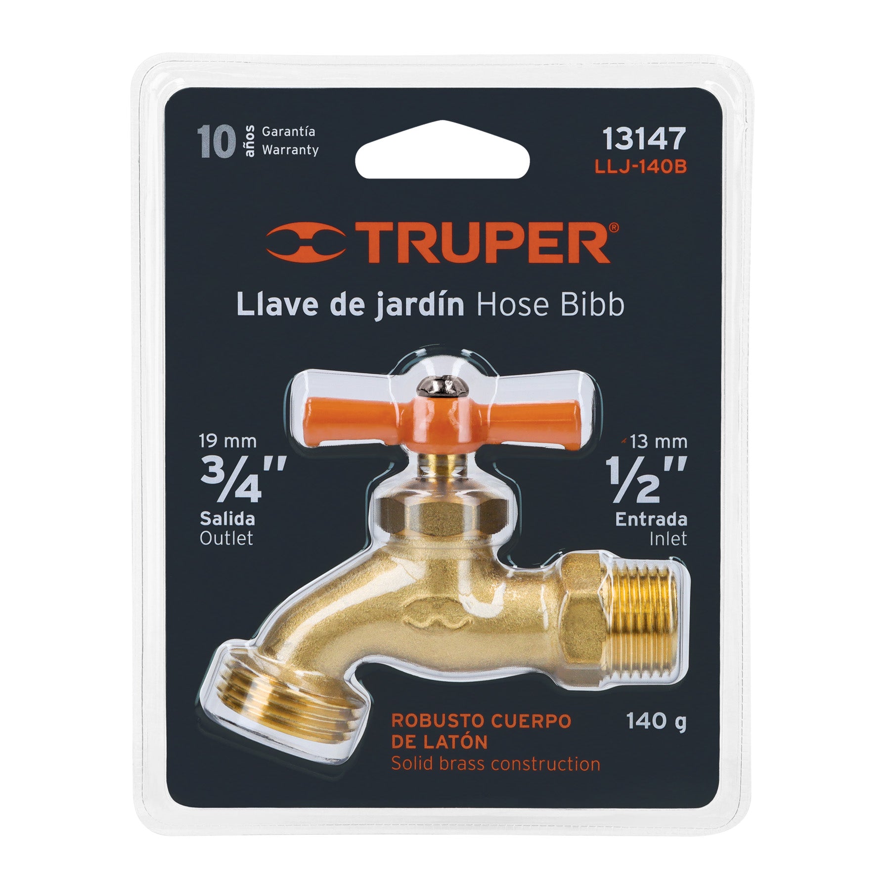Llave para manguera, de latón 140g, 1/2", blíster, Truper