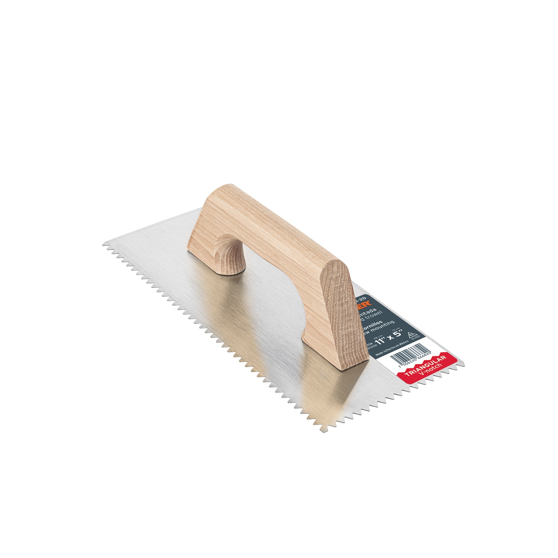Llana 11" dentado triangular, tipo español, mango madera