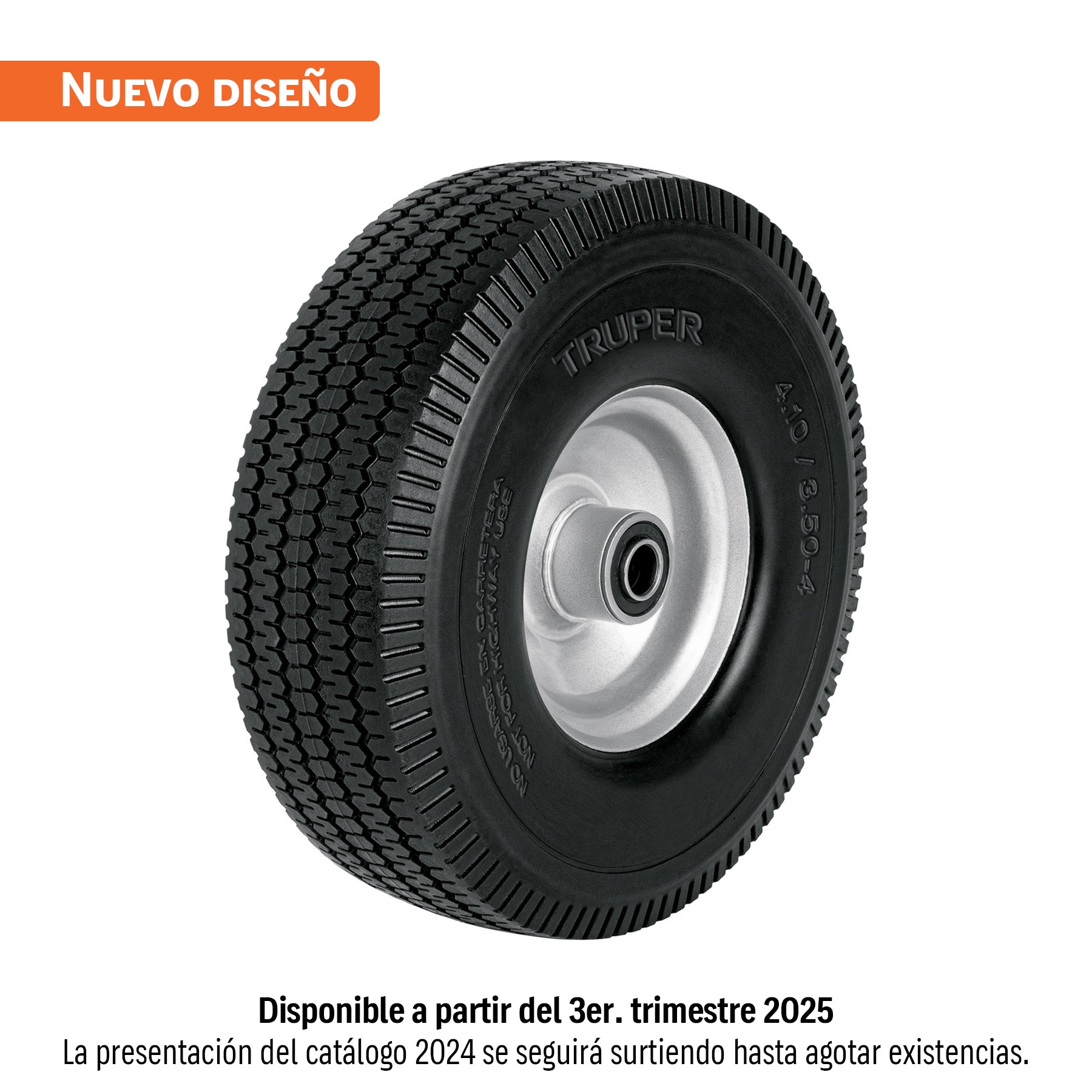 Rueda imponchable 10" para eje lateral, Truper