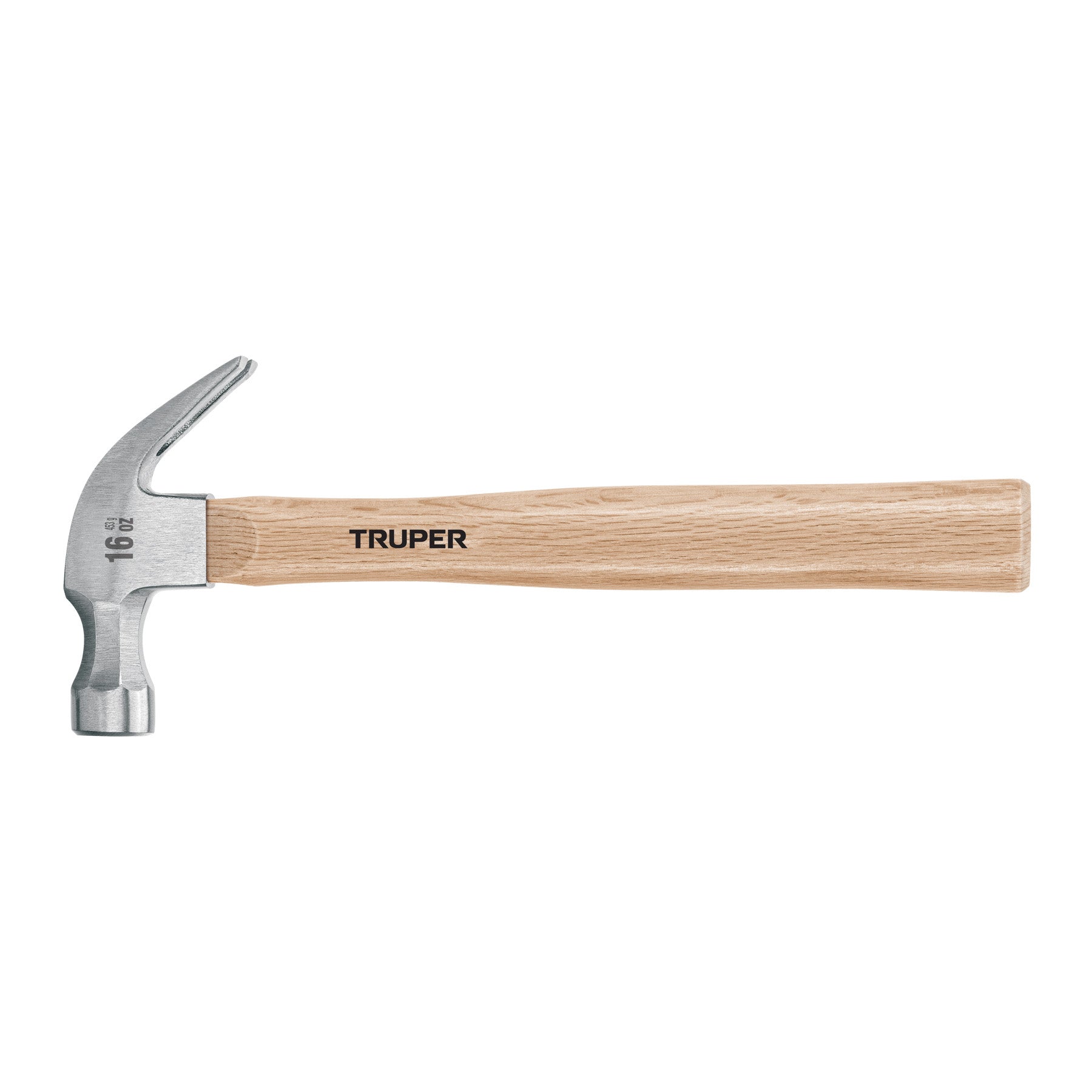 Martillo pulido, 16 oz, uña curva, mango madera, Truper