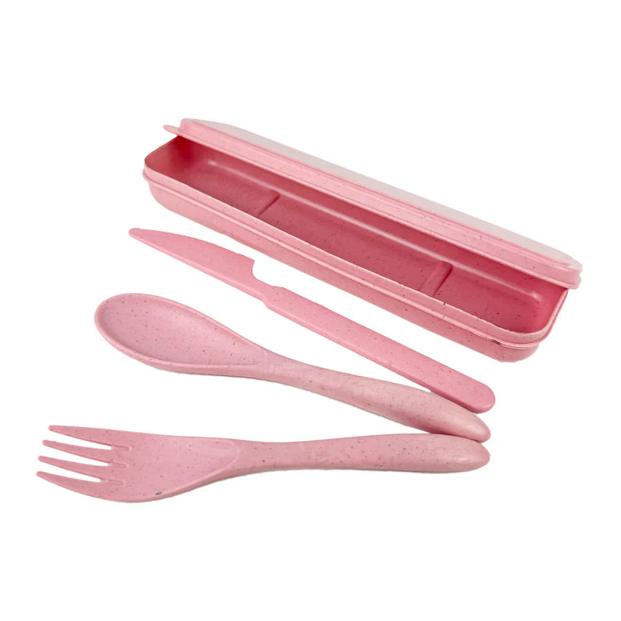 Cubierto Set Plástico 3Pzs Y Porta Cubiertos