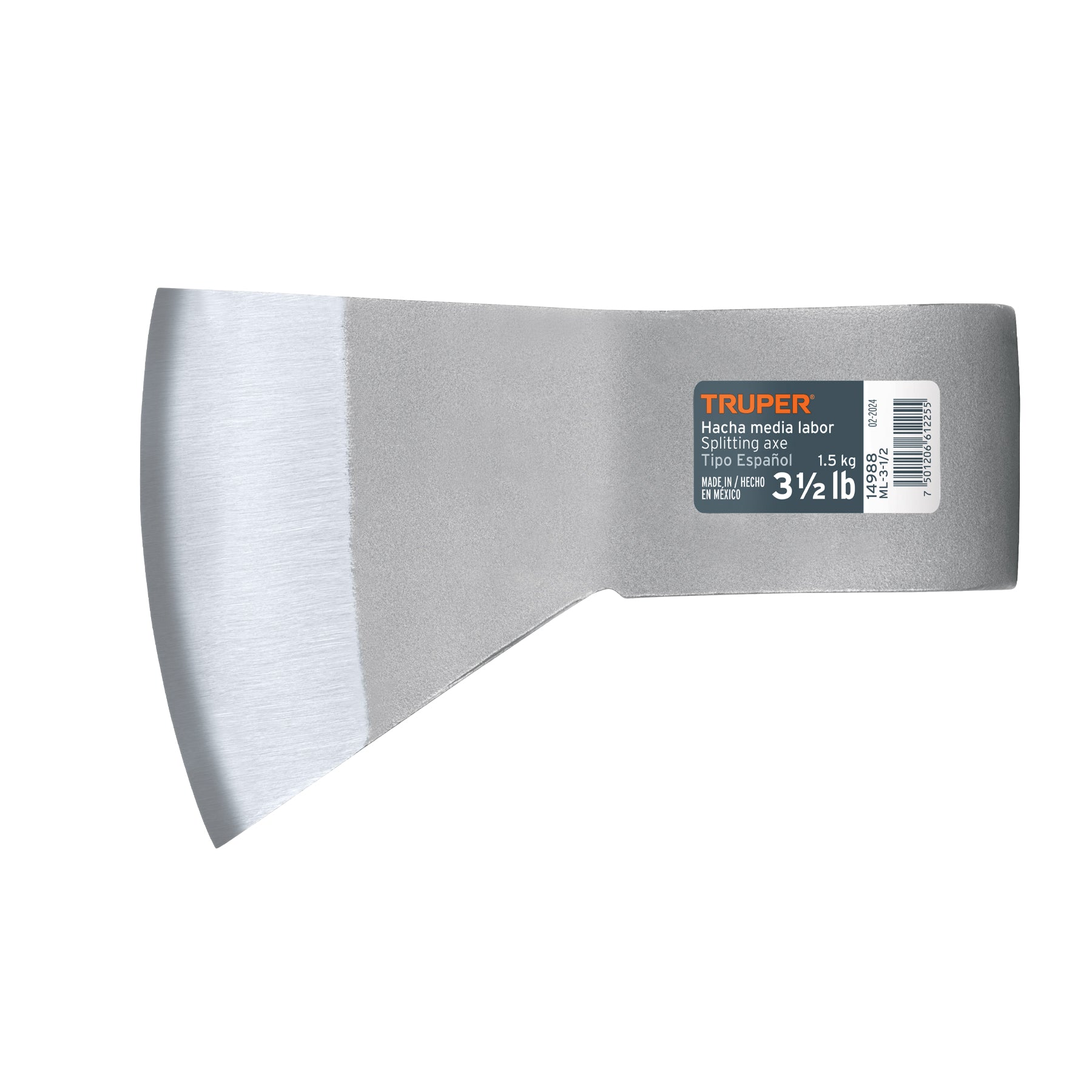 Hacha media labor 3-1/2 lb, sin mango, Truper