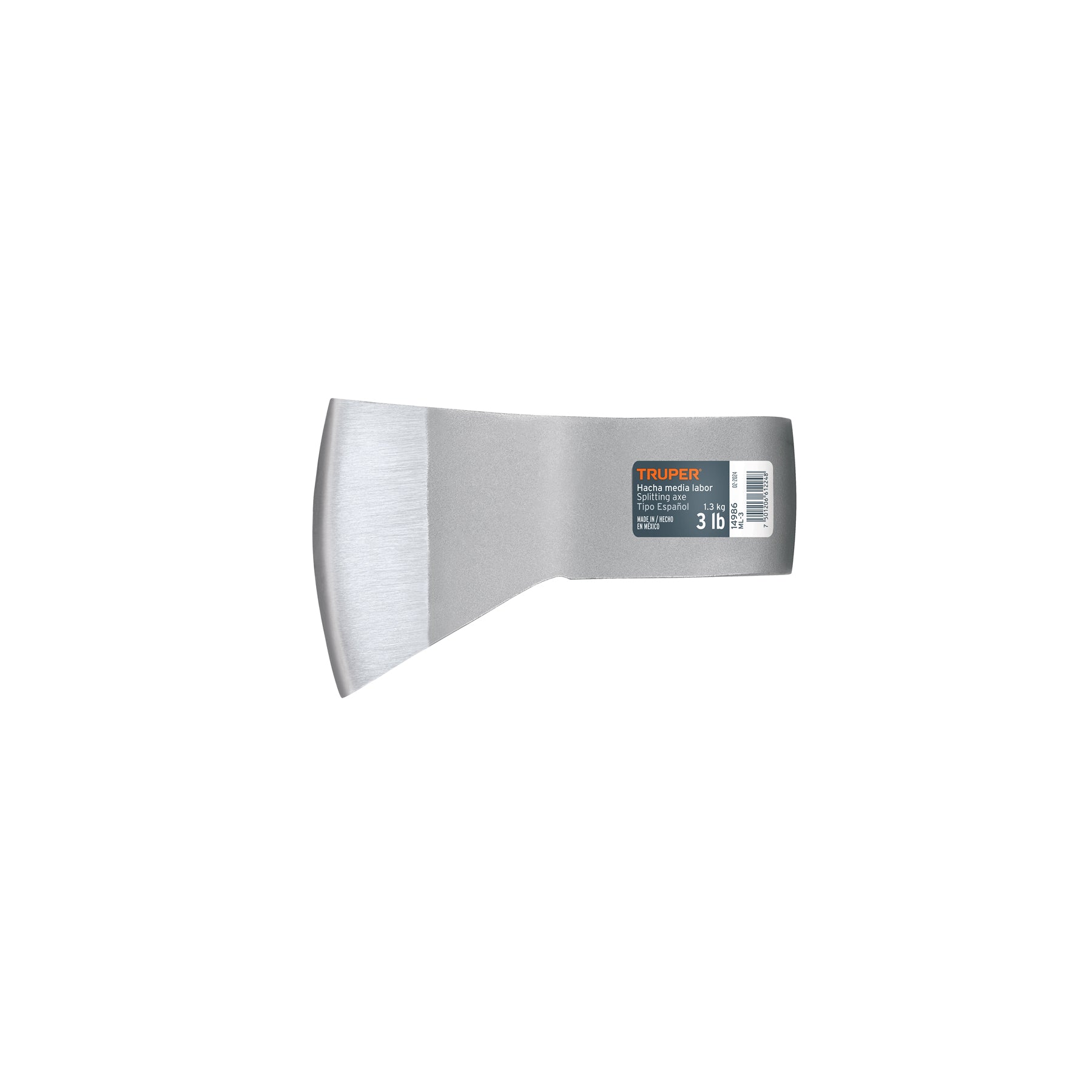 Hacha media labor 3 lb, sin mango, Truper
