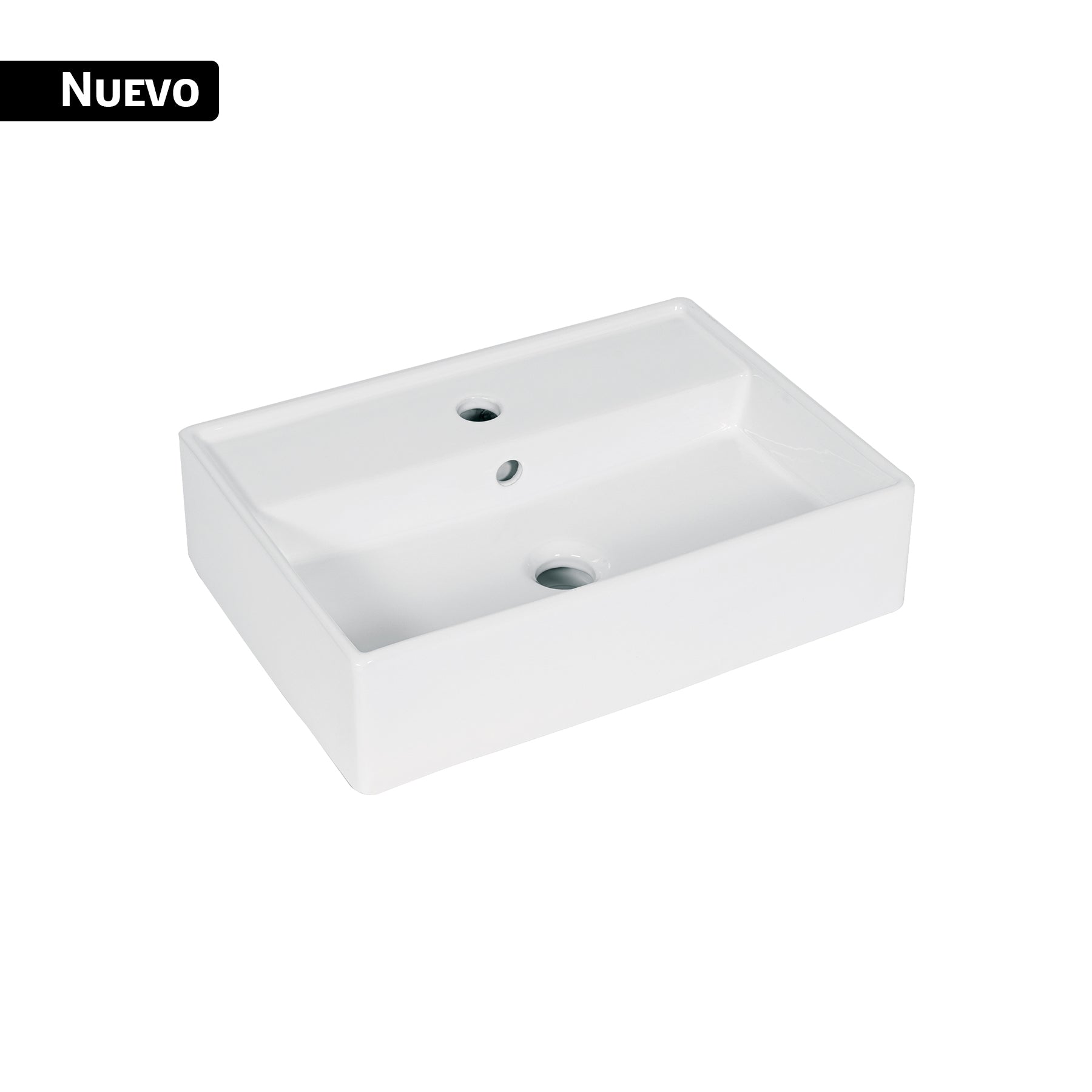 Lavabo de porcelana de sobreponer rectangular, blanco, FOSET