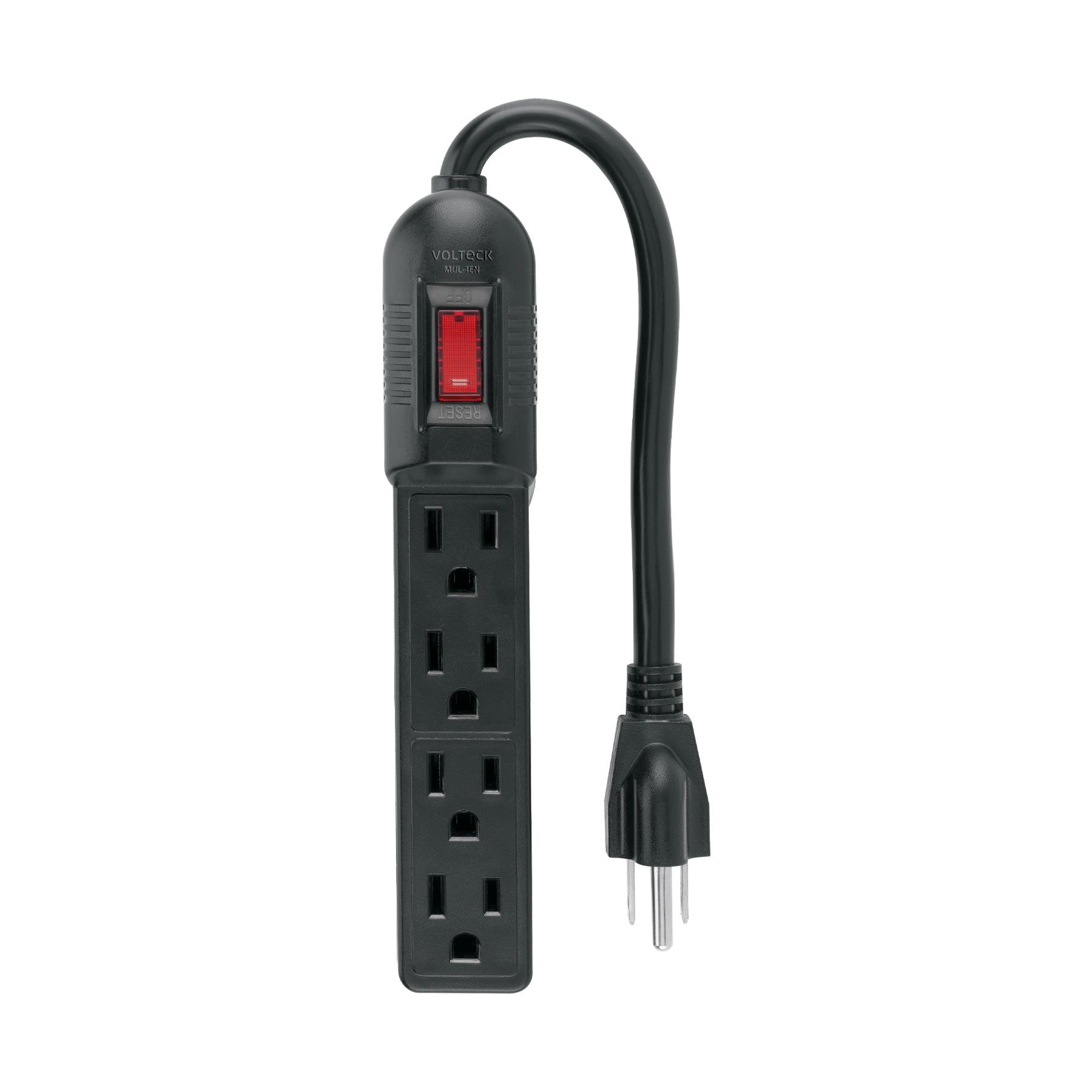 Multicontacto económico 4 entradas, negro, Volteck, MUL-4EN, 49543