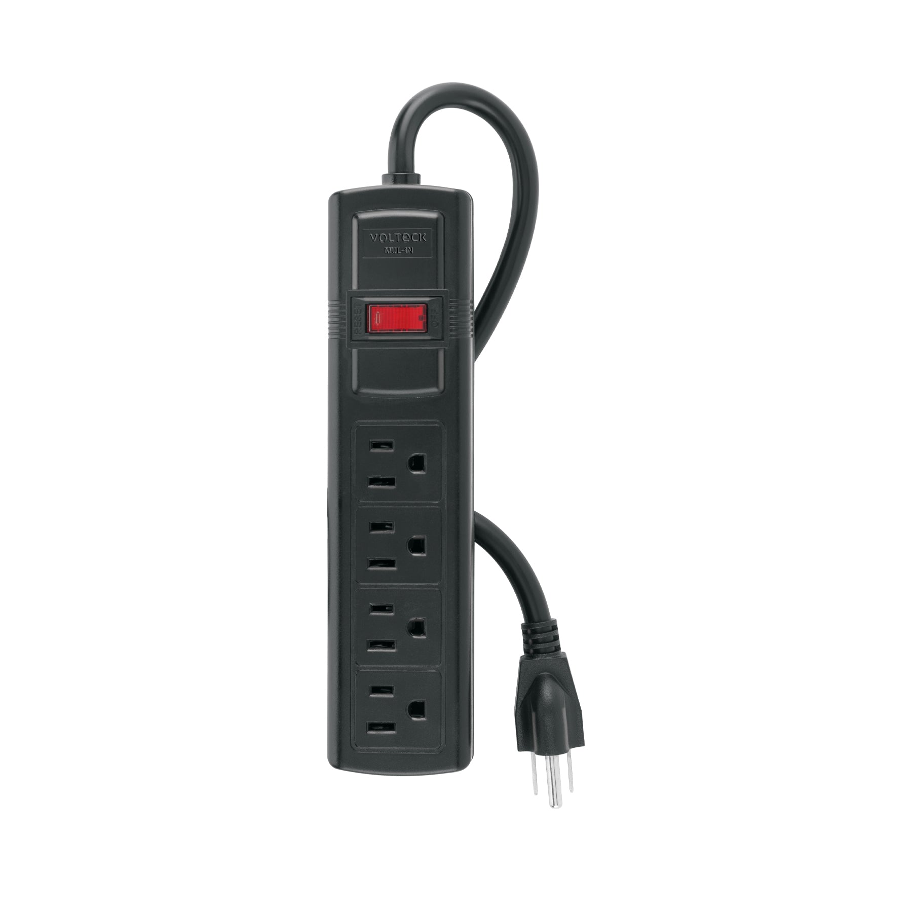 Multicontacto doméstico con 4 entradas, negro, Volteck, MUL-4N, 48539