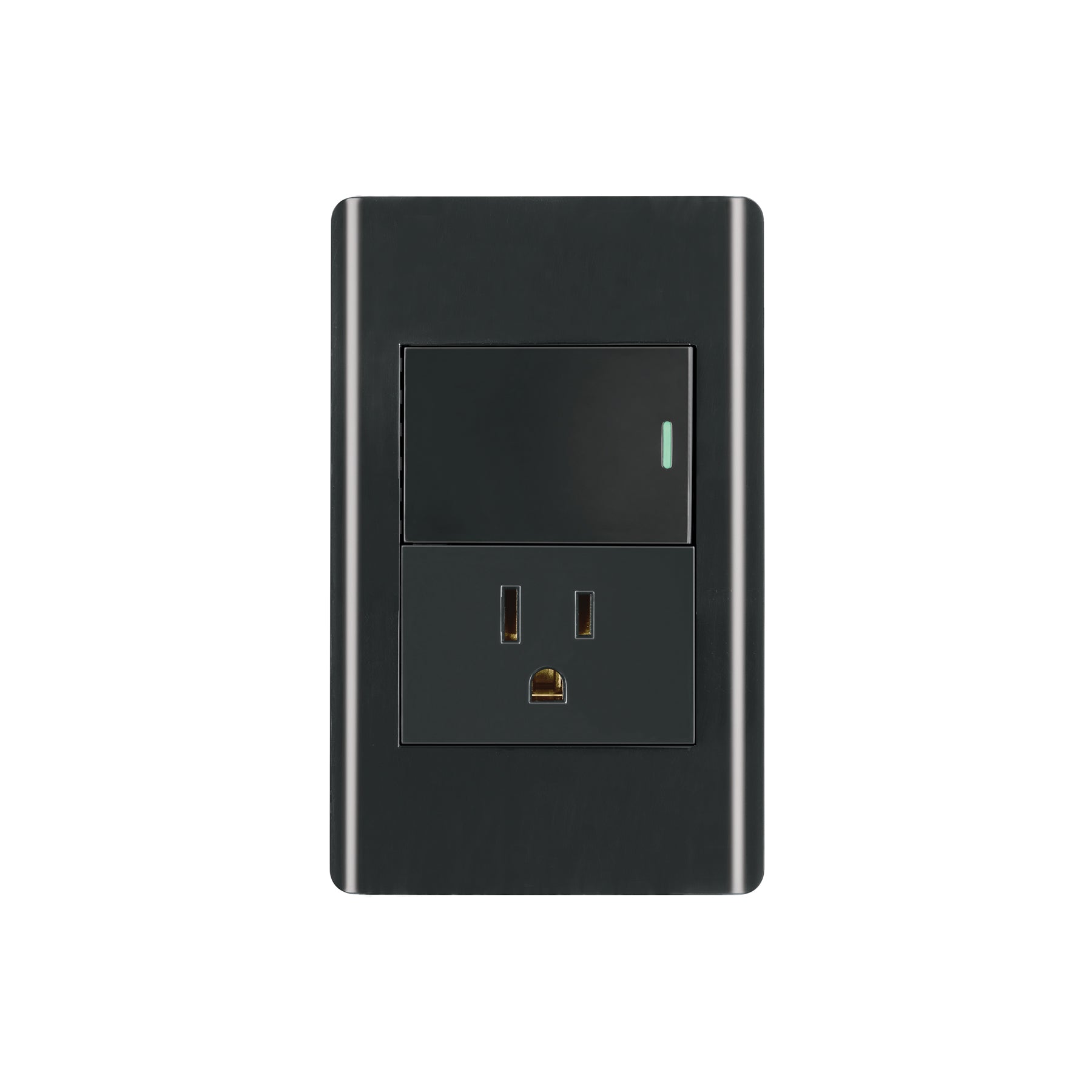 Placa armada negra interruptor y contacto 1.5 mód, Lisboa, Volteck, PA-APCO15-LN, 47899