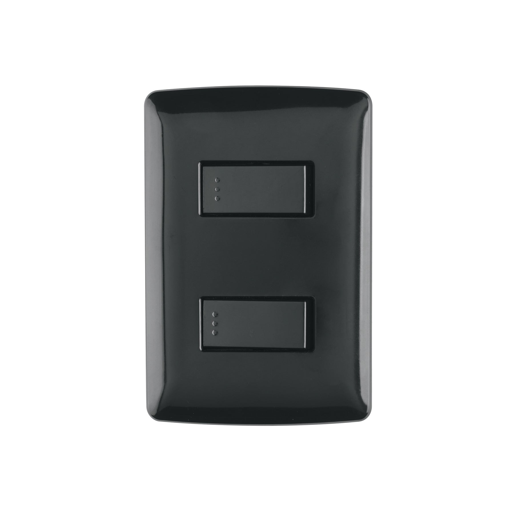 Placa armada, 2 interruptores sencillos,negro,línea Italiana, Volteck, PA-APDO-IN, 47597