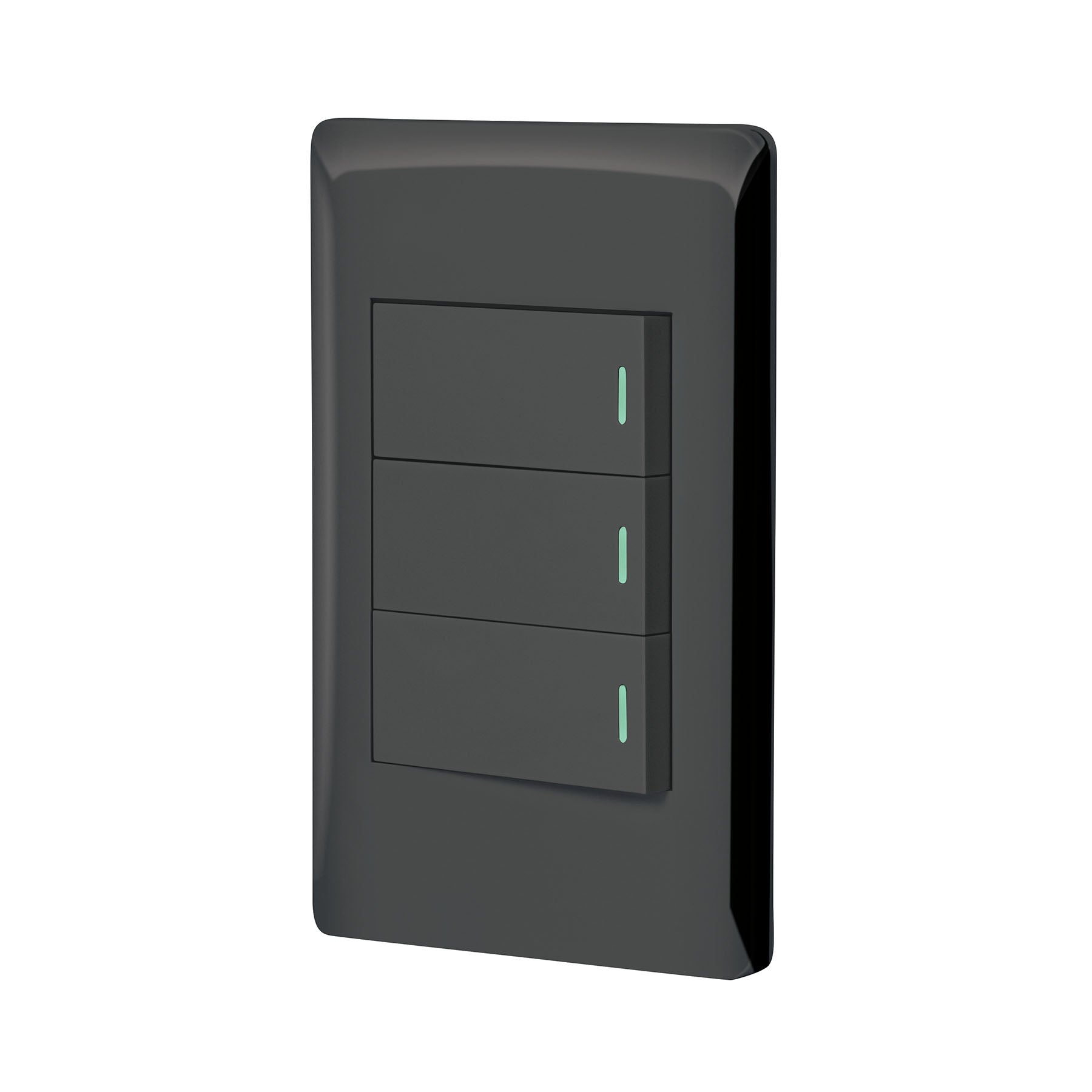 Placa armada negra 2 interruptores 1 de 3 vías 1 mód, Lisboa, Volteck, PA-APTR-ELN, 47890