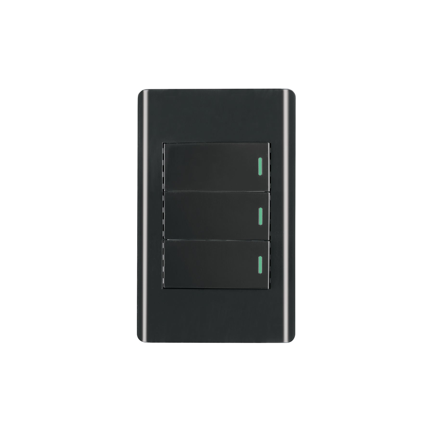 Placa armada negra 3 interruptores 1 módulo, Lisboa, Volteck, PA-APTR-LN, 47889