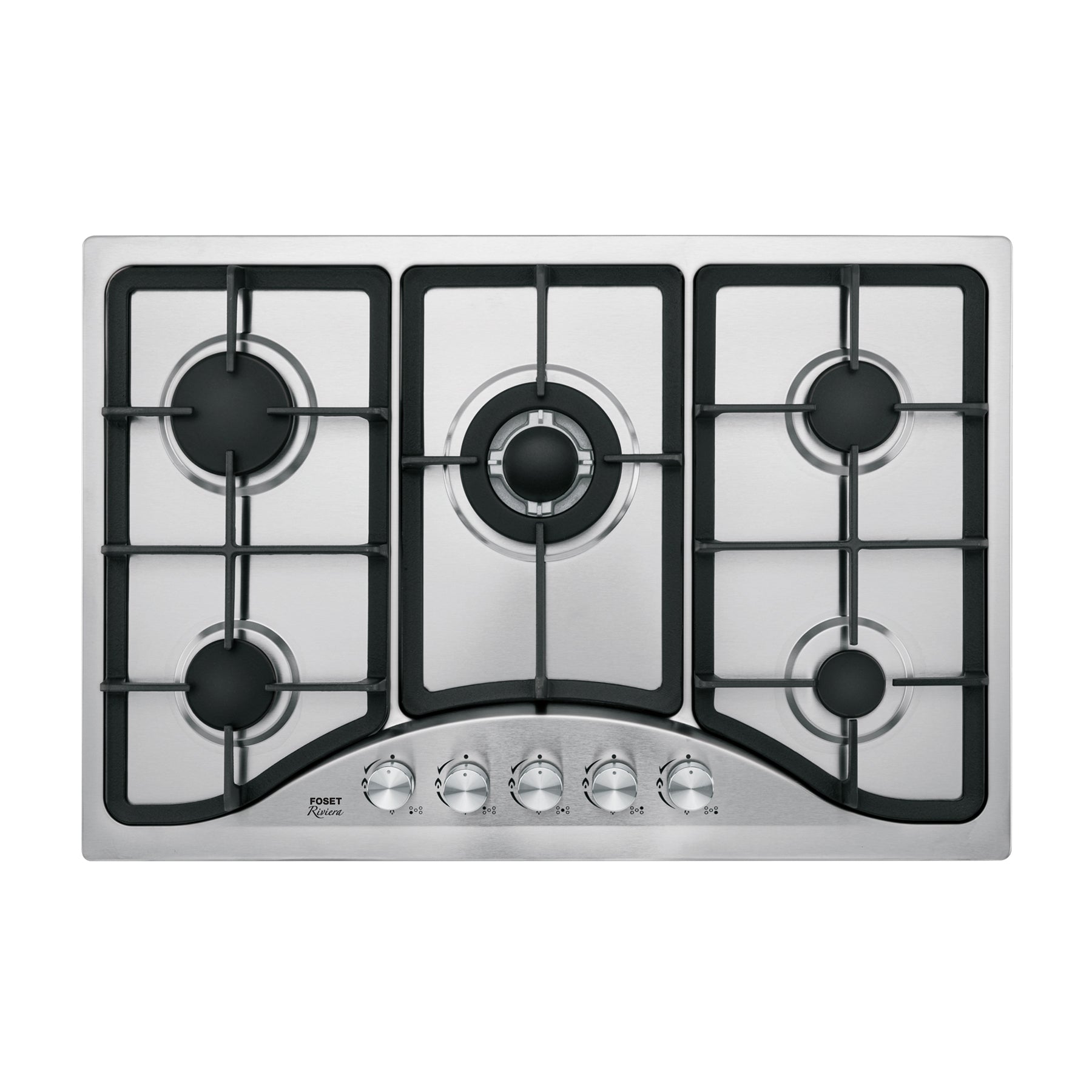 Parrilla gas empotrable 75cm, 5 quem, acero inoxidable Riviera