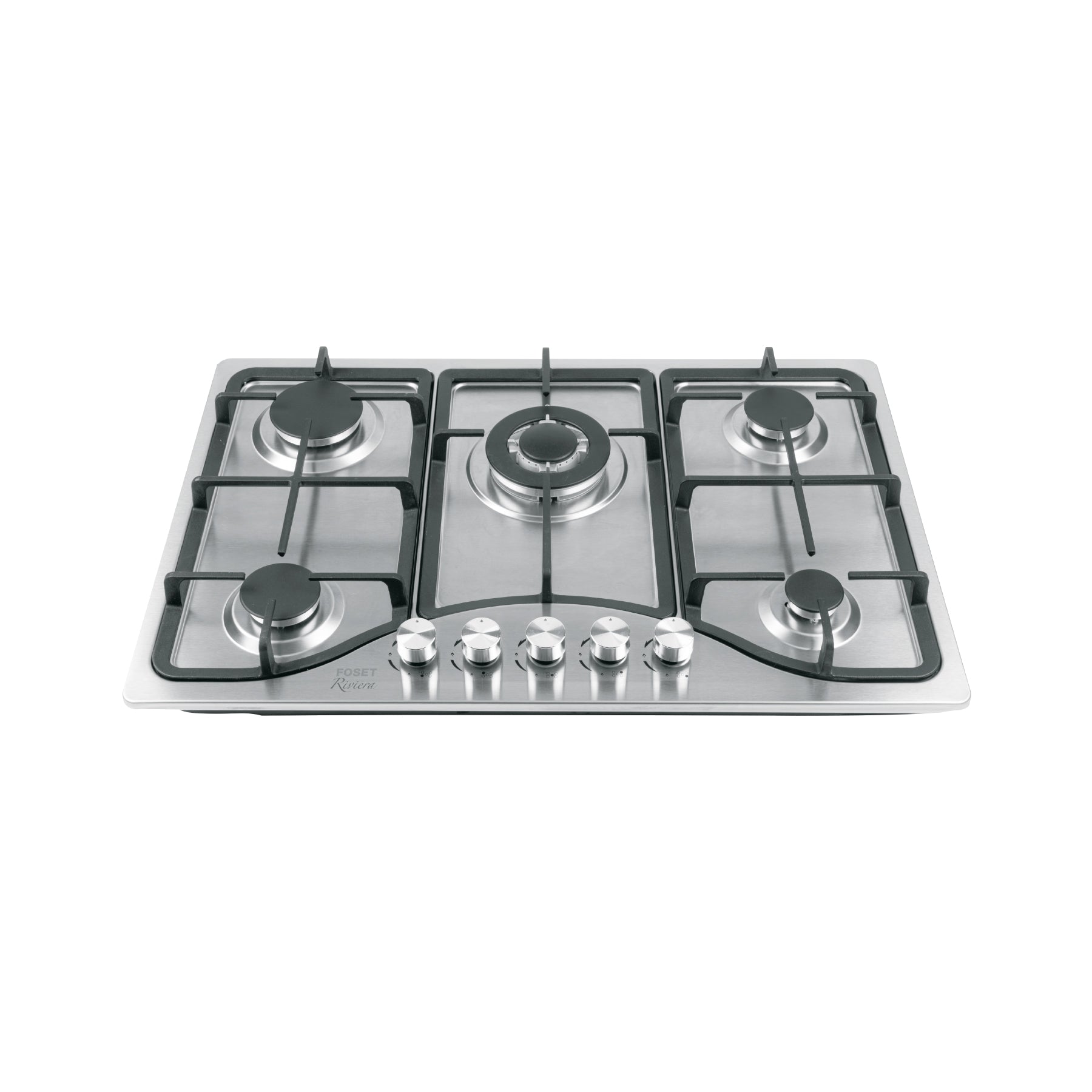 Parrilla gas empotrable 75cm, 5 quem, acero inoxidable Riviera