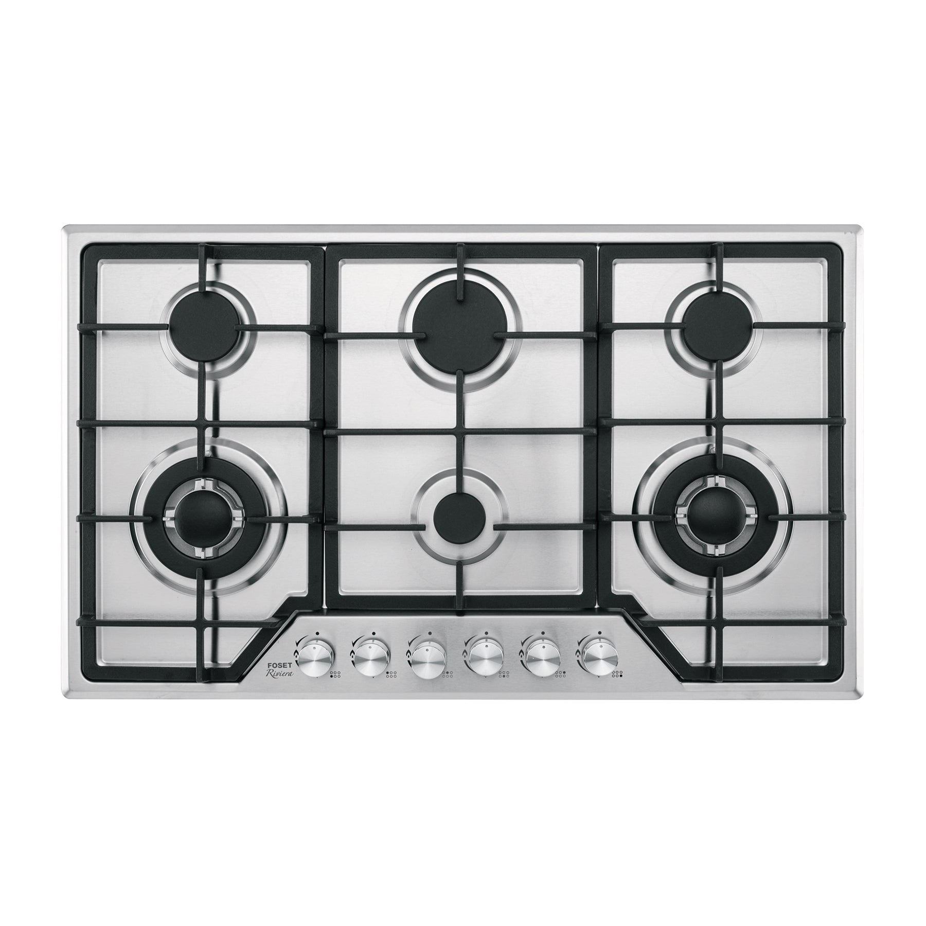 Parrilla gas empotrable 90cm, 6 quem, acero inoxidable Riviera