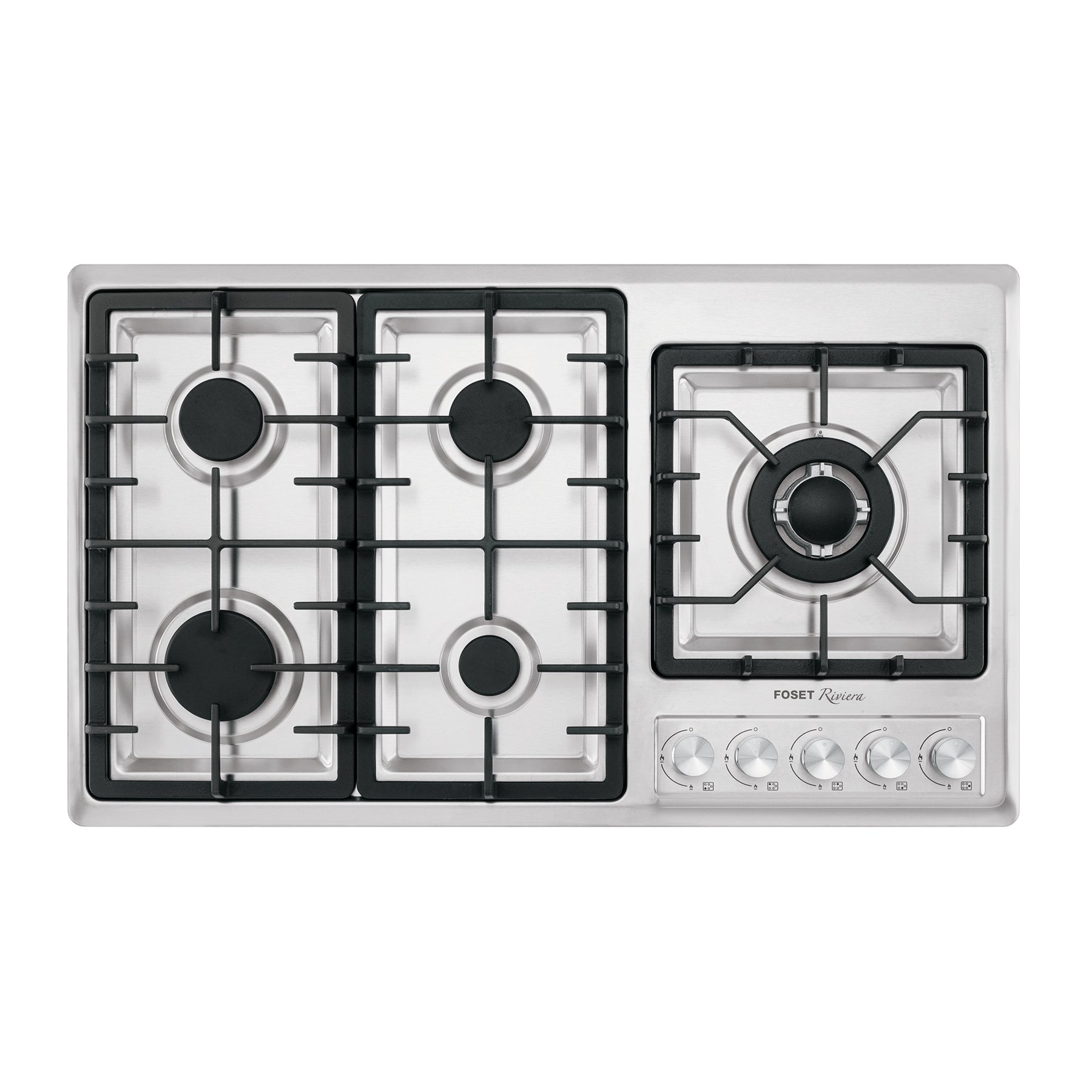 Parrilla gas empotrable 90cm, 5 quem, lateral, inoxidable Riviera