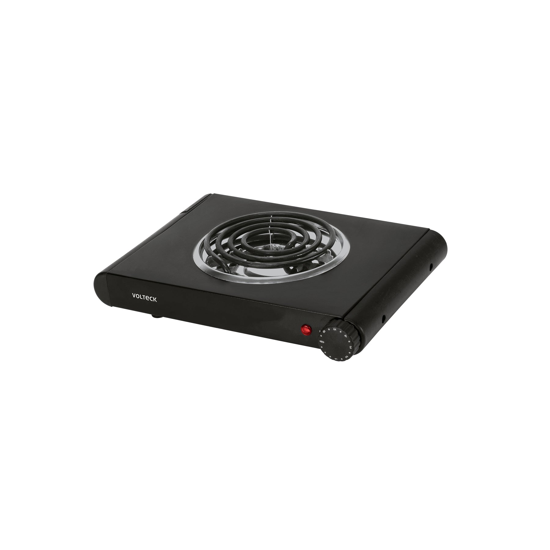 Parrilla eléctrica 1 quemador espiral, negra, VOLTECK