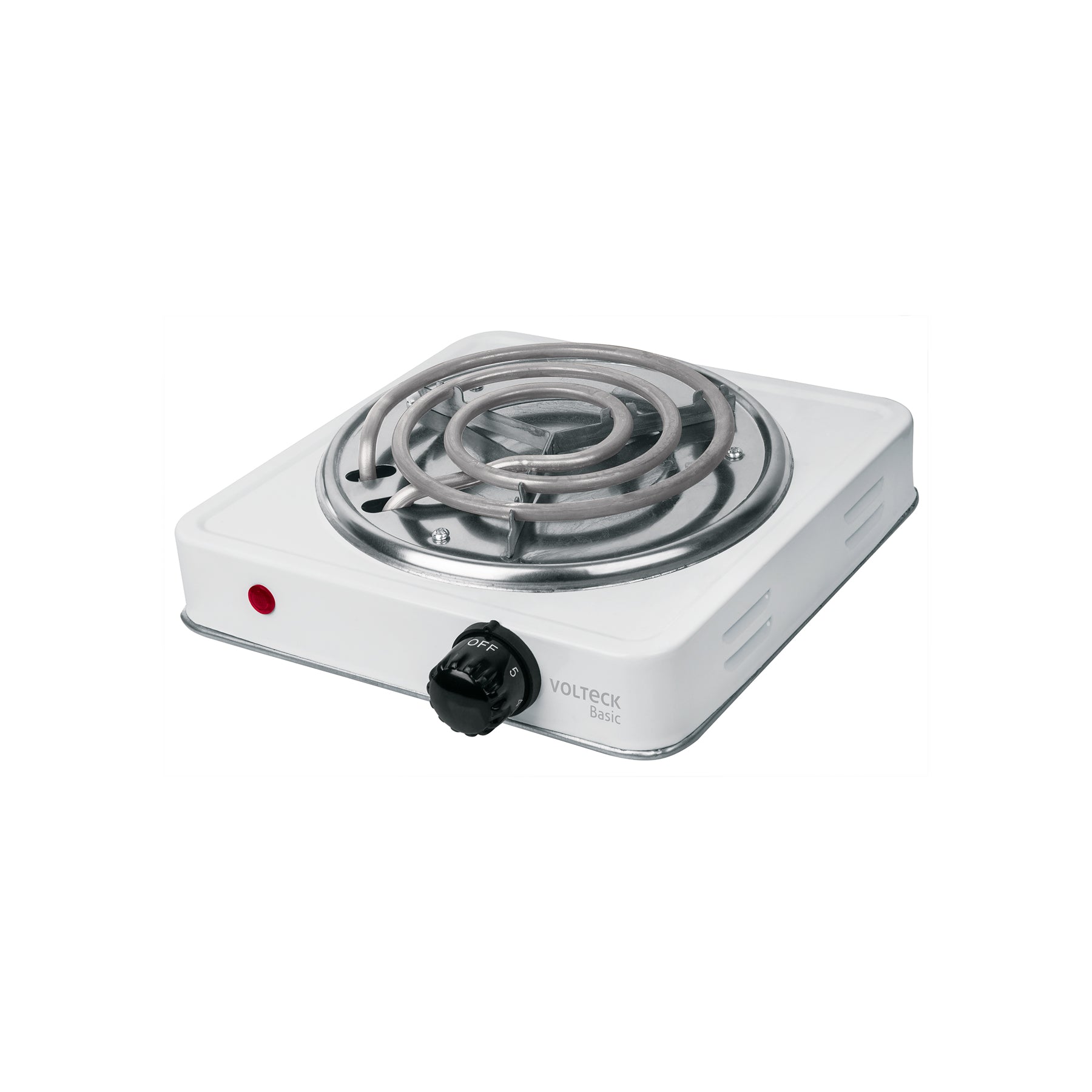 Parrilla eléctrica 1 quemador en espiral, blanca, BASIC