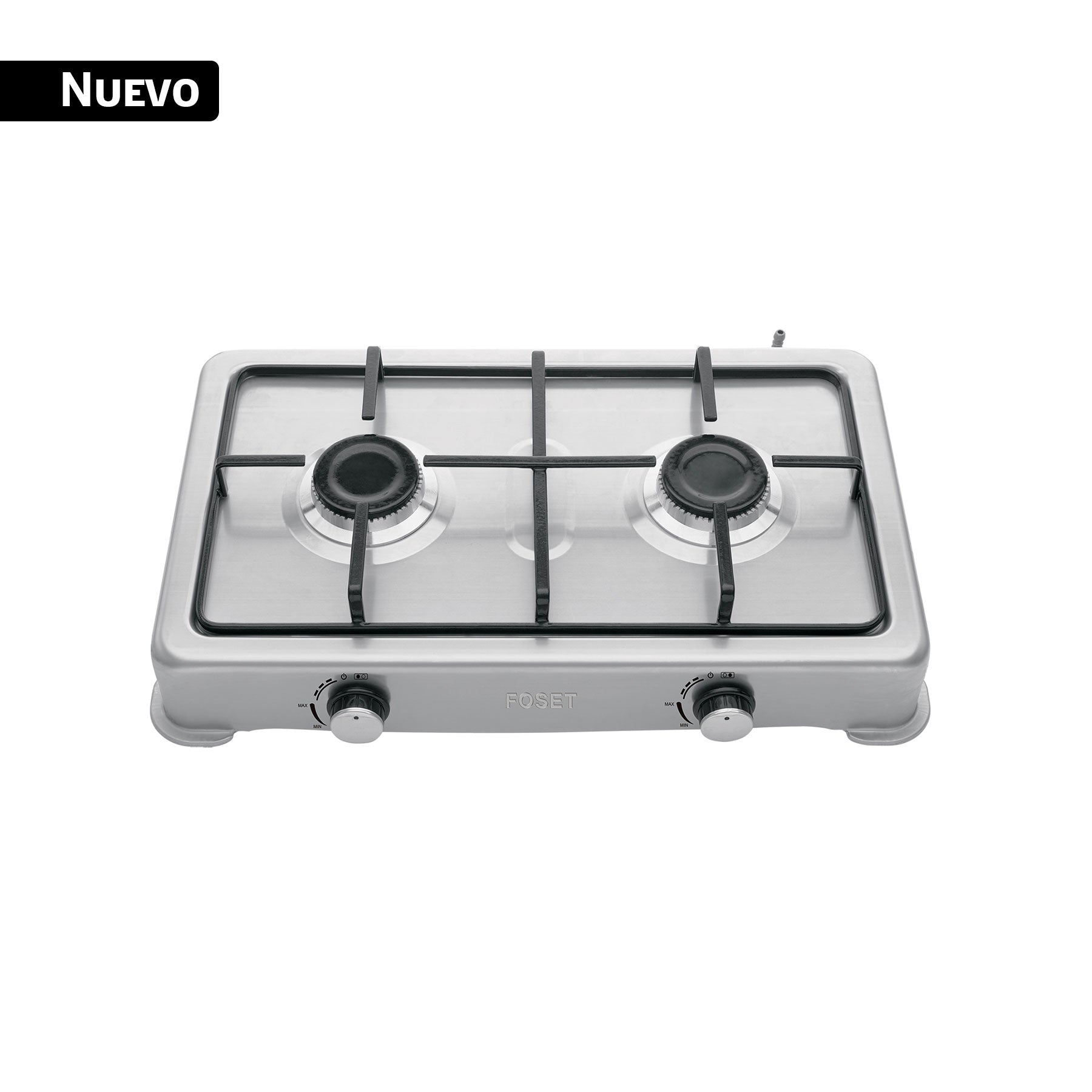 Parrilla de gas de sobreponer,2 quemadores, inoxidable AERO, Foset, PAGA-2XA, 45666