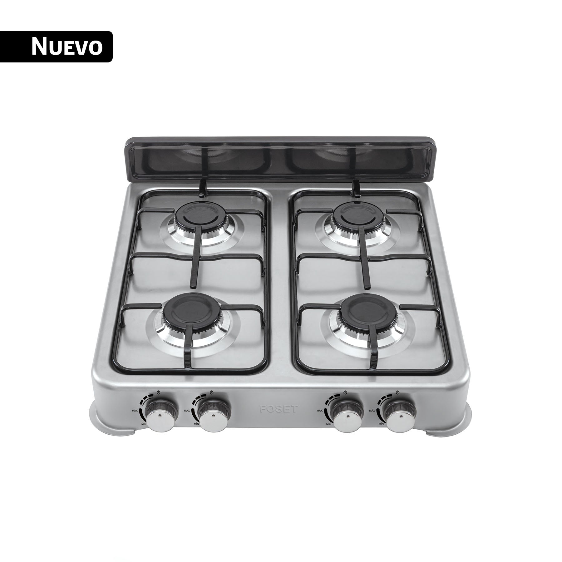 Parrilla de gas de sobreponer,4 quemadores, inoxidable AERO, Foset, PAGA-4XA, 45667