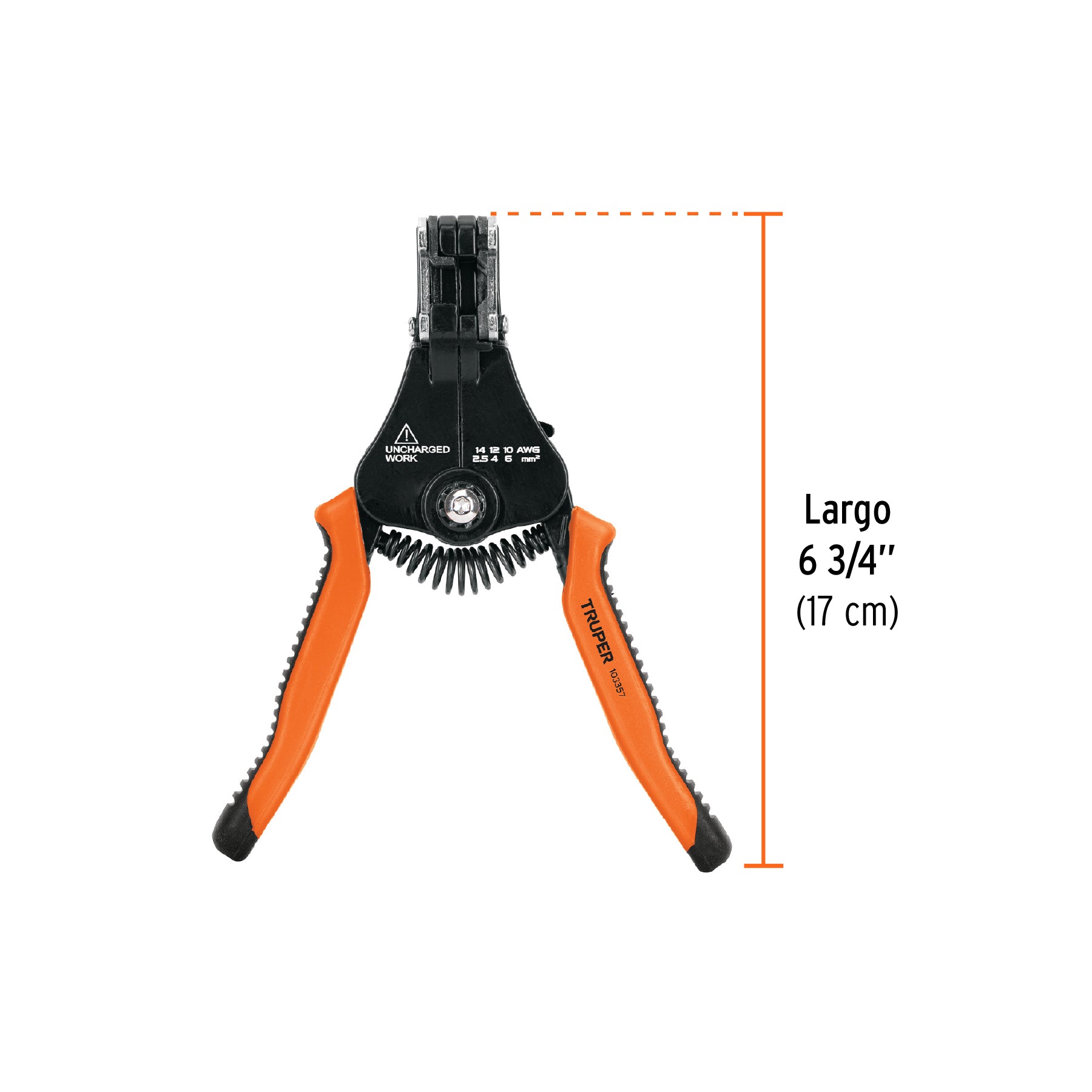 Pinza 6.5" pela cables automática, 14 a 10 AWG, Truper